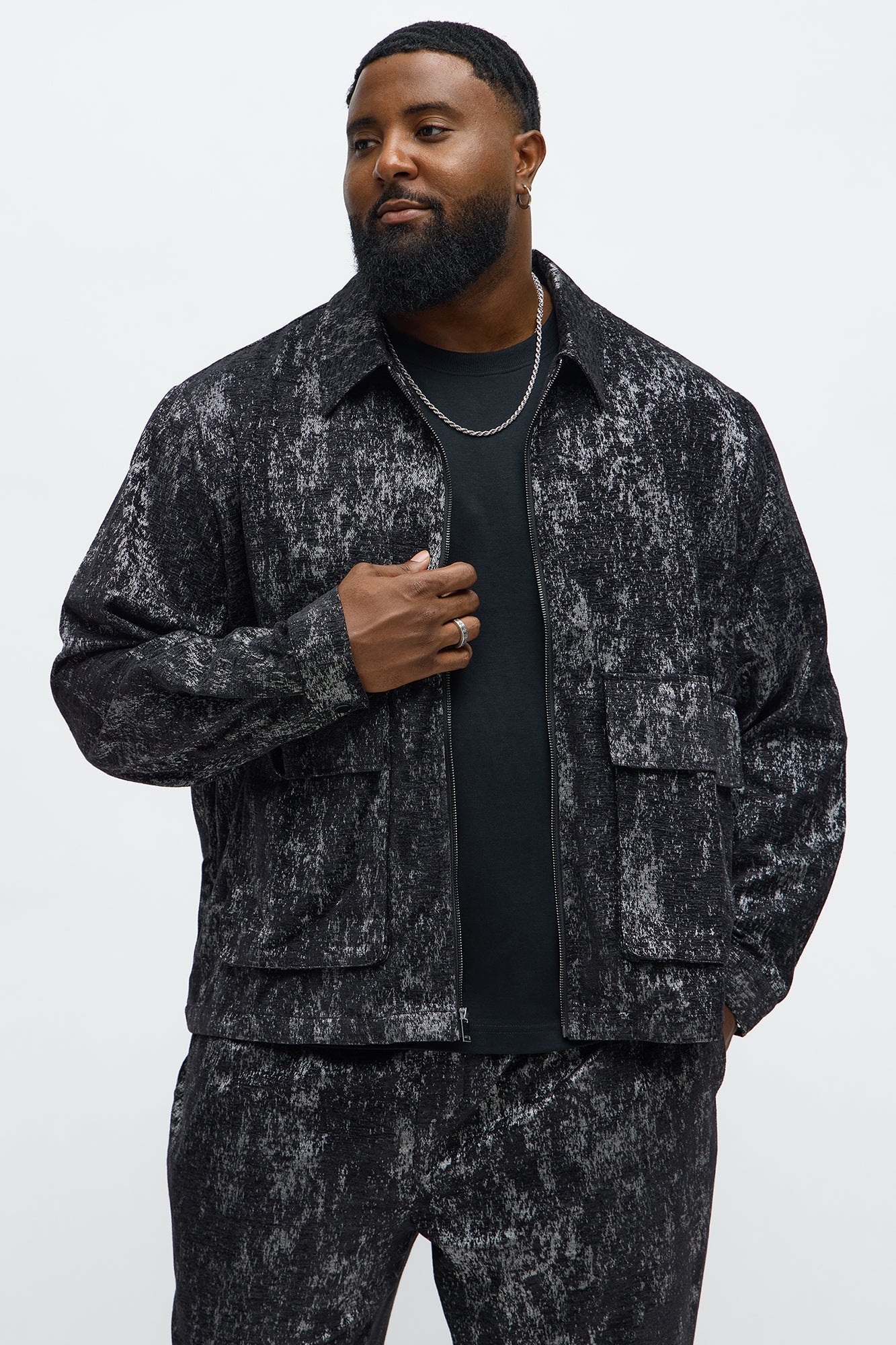 Velvet Heathered Work Jacket - Black