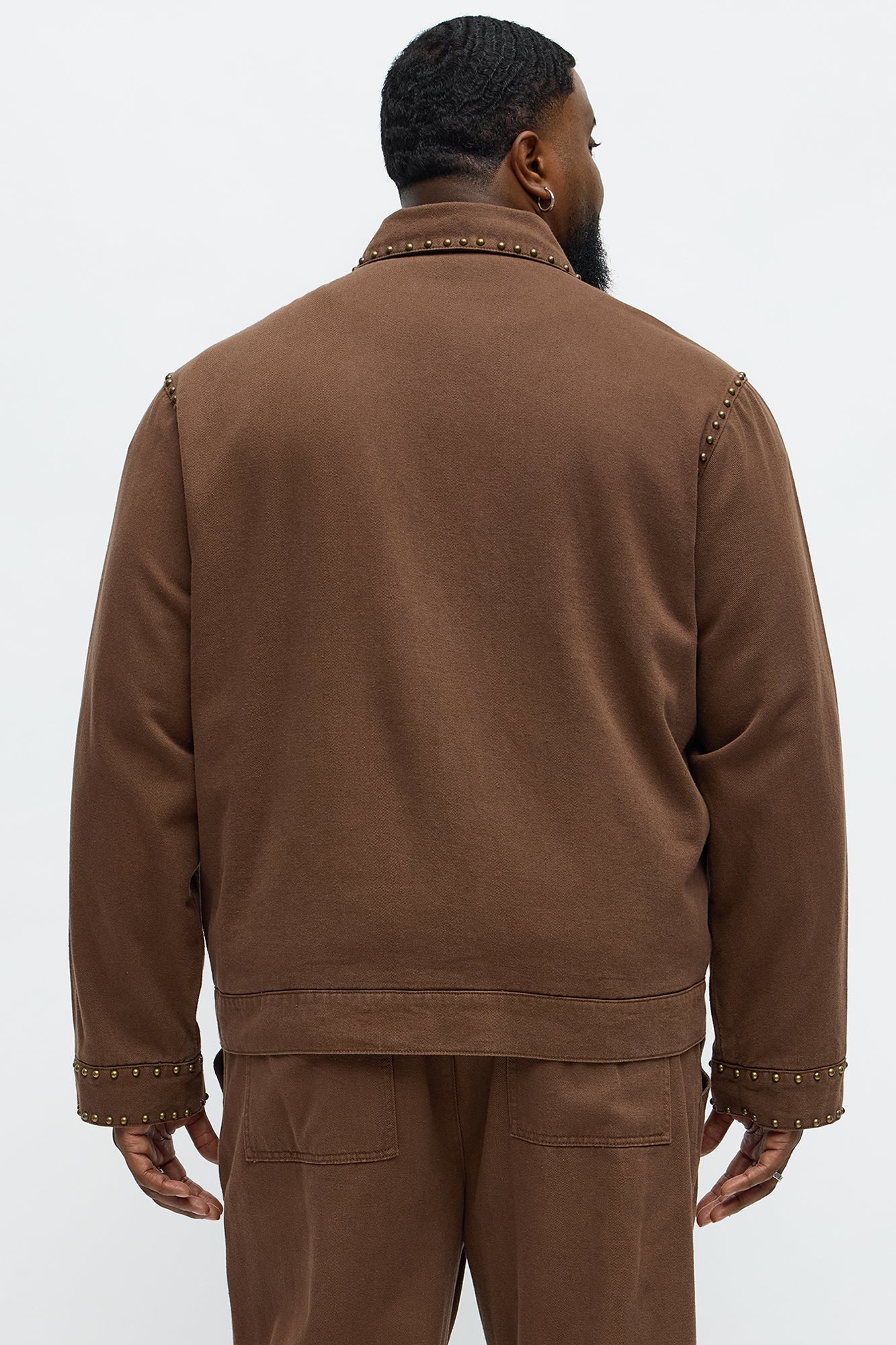 Relaxed Studded Work Jacket - Brown