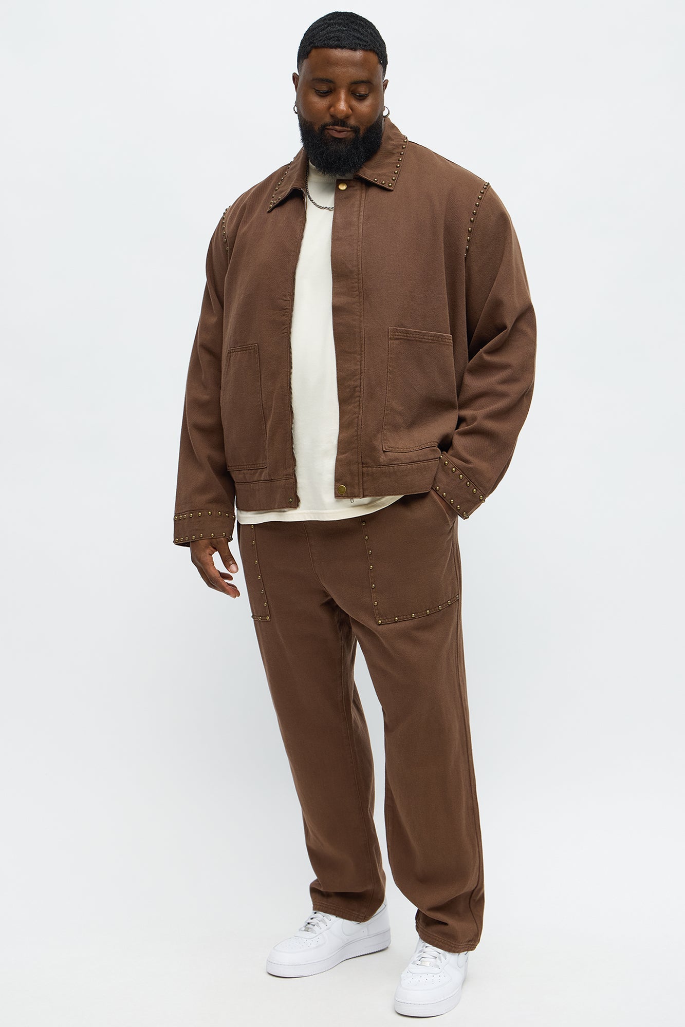 Slim Studded Pant - Brown