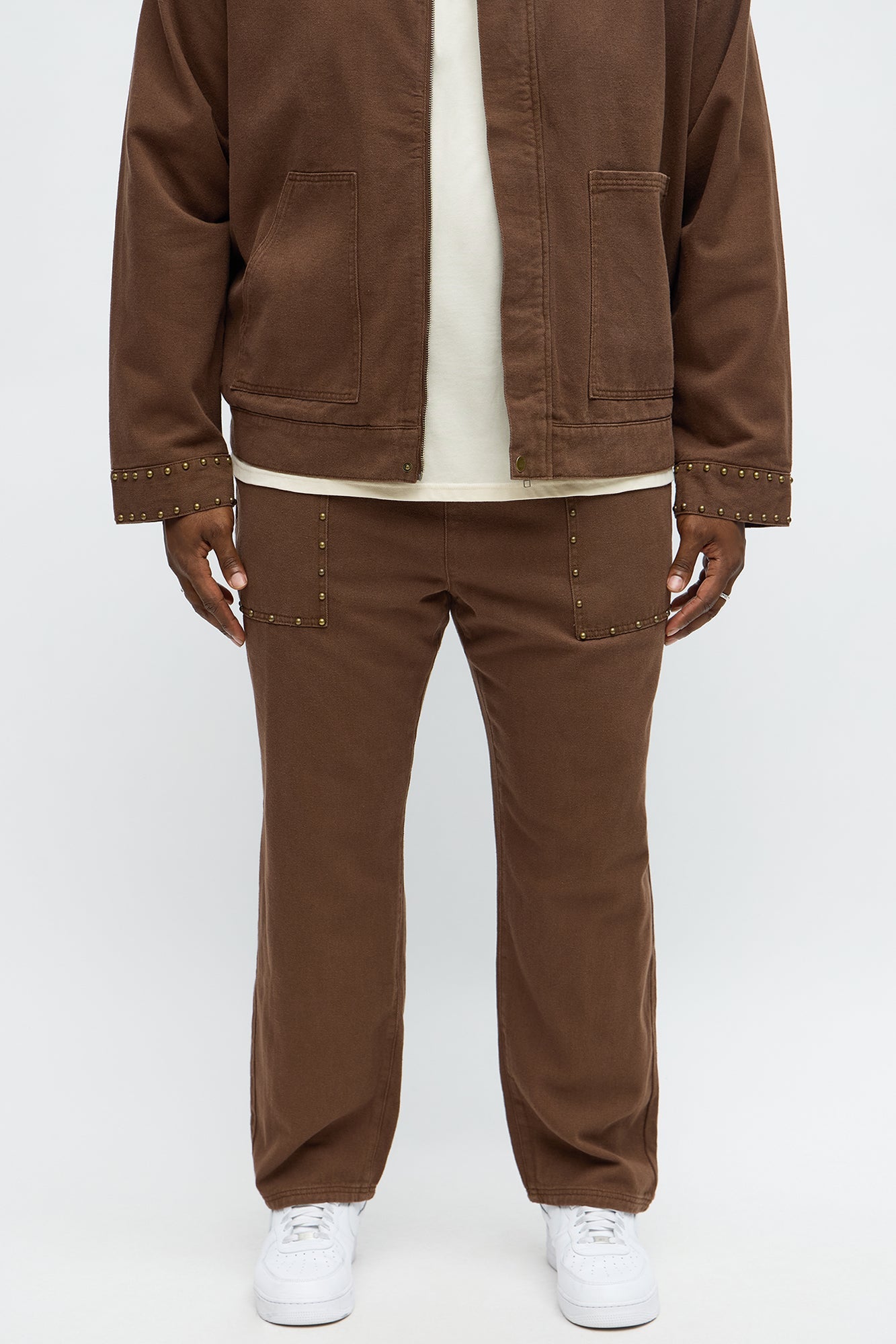 Slim Studded Pant - Brown