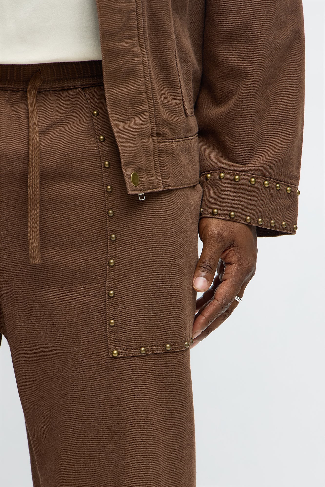 Slim Studded Pant - Brown