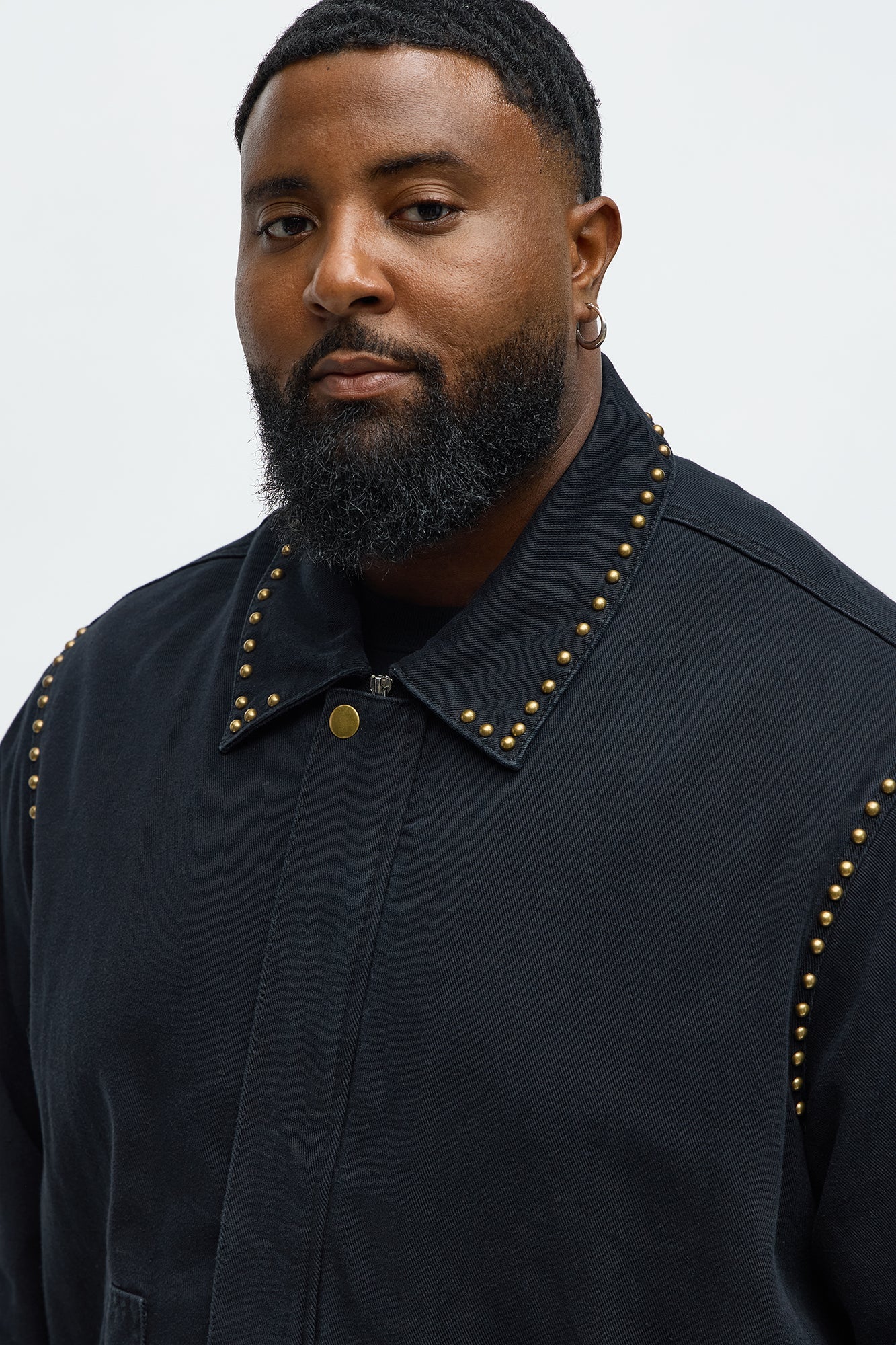 Relaxed Studded Work Jacket - Black