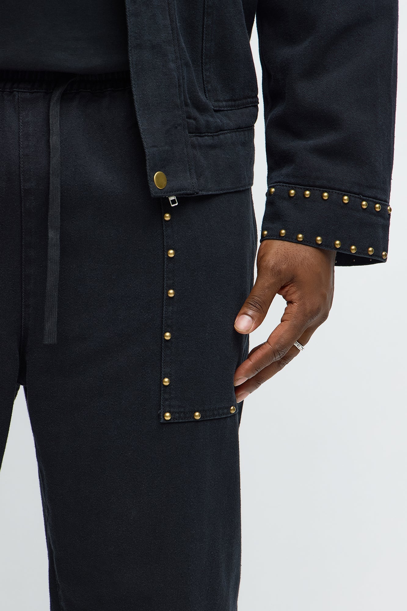 Slim Studded Pant - Black