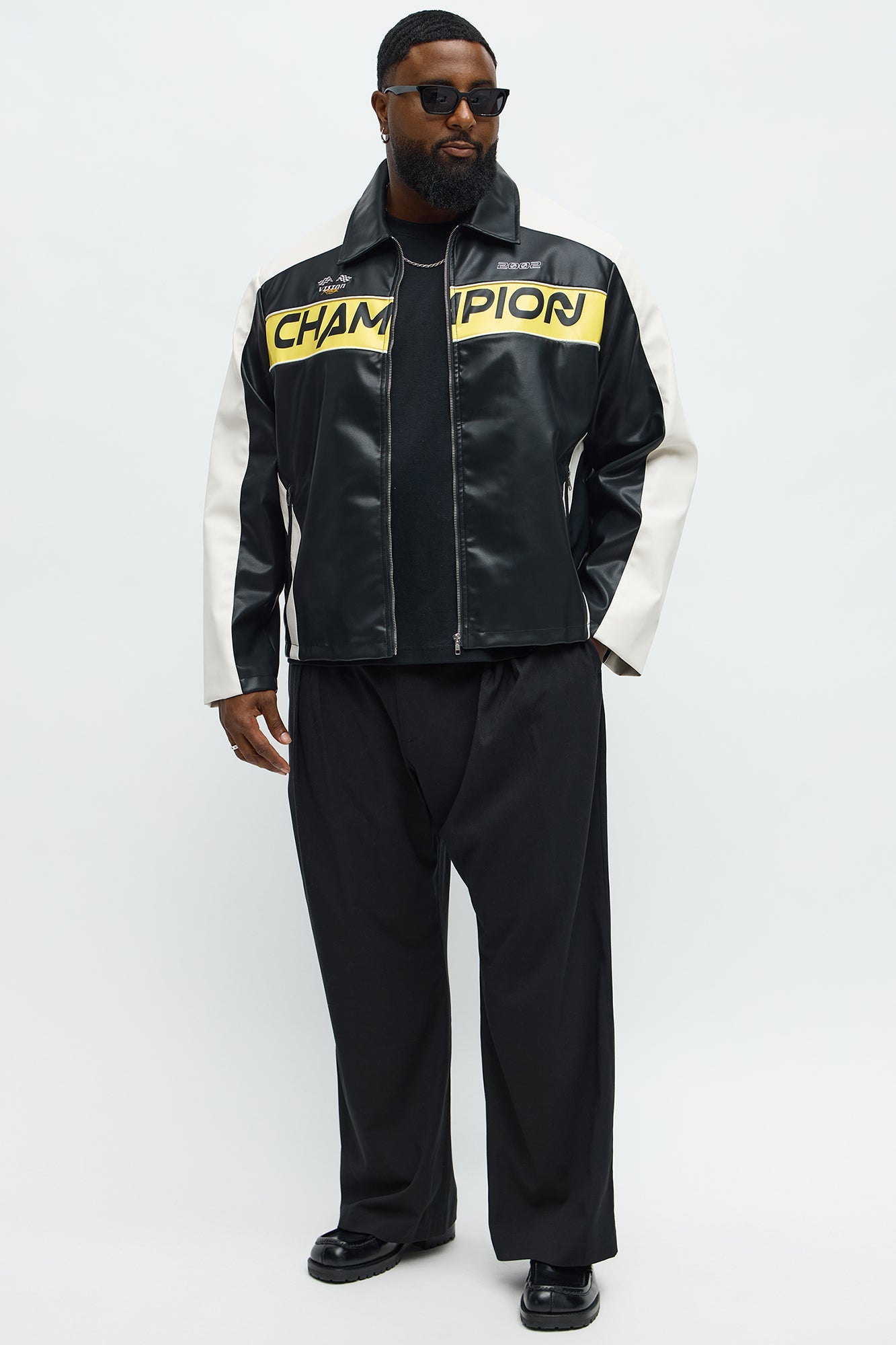 Relaxed Racer Moto Zip Jacket - Black/combo