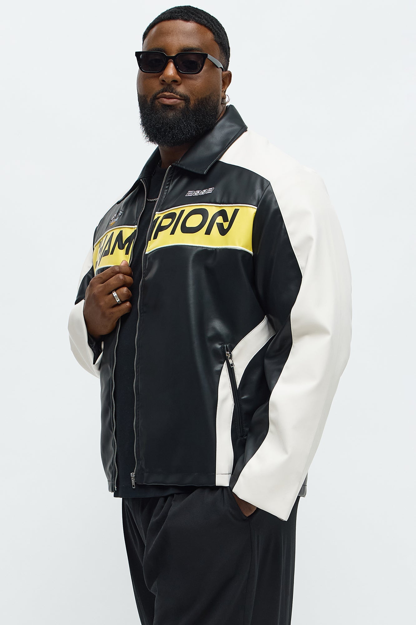 Relaxed Racer Moto Zip Jacket - Black/combo