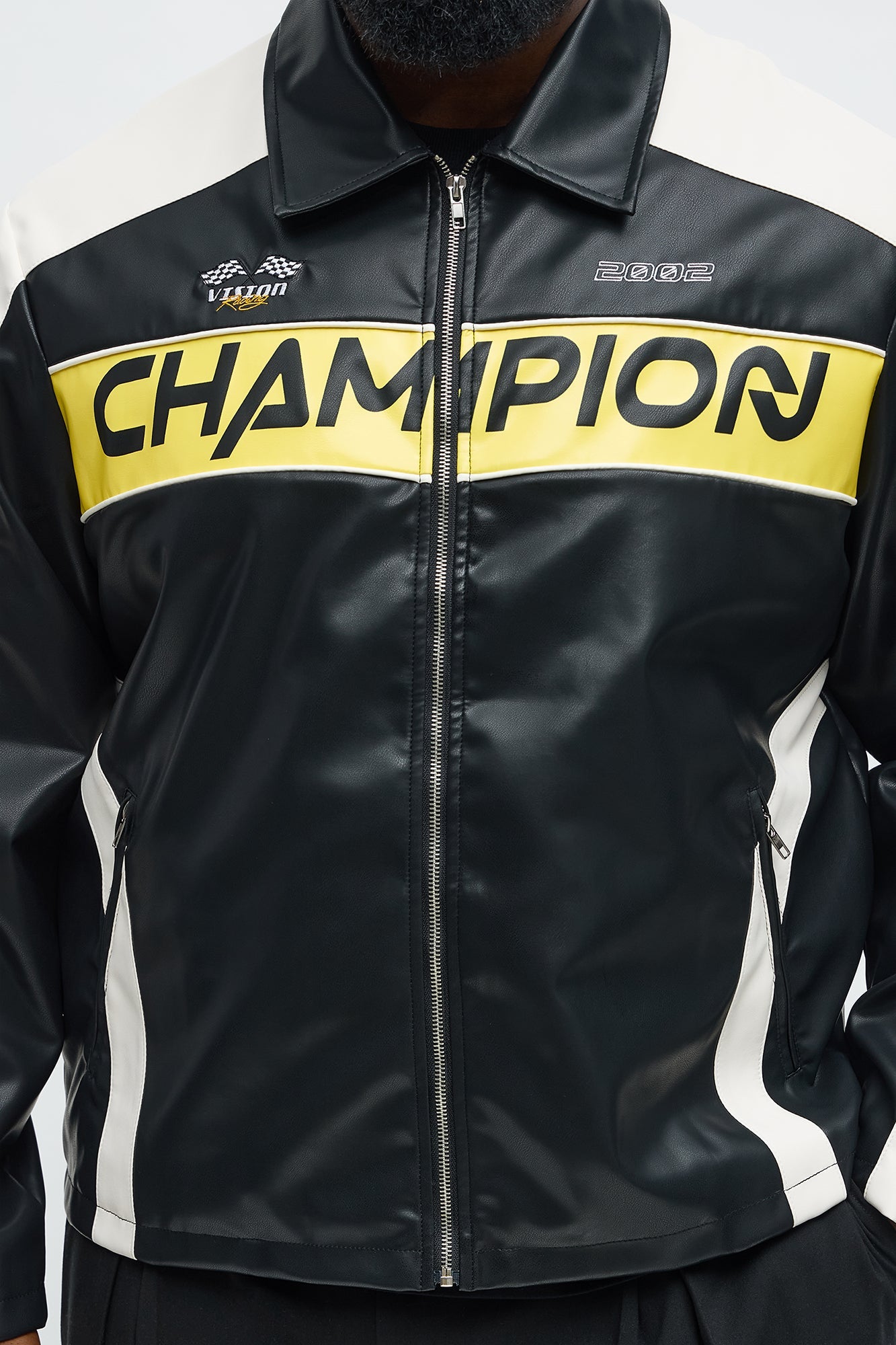 Relaxed Racer Moto Zip Jacket - Black/combo