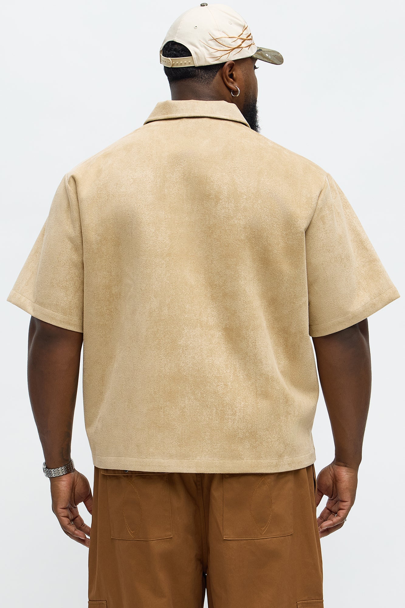 Relaxed Brushed Double Pocket Button Up Shirt - Tan