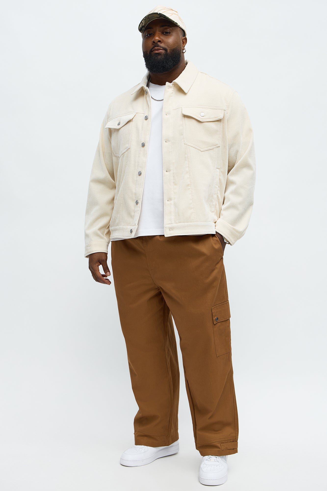 Textured Heathered Velvet Trucker Jacket - Cream