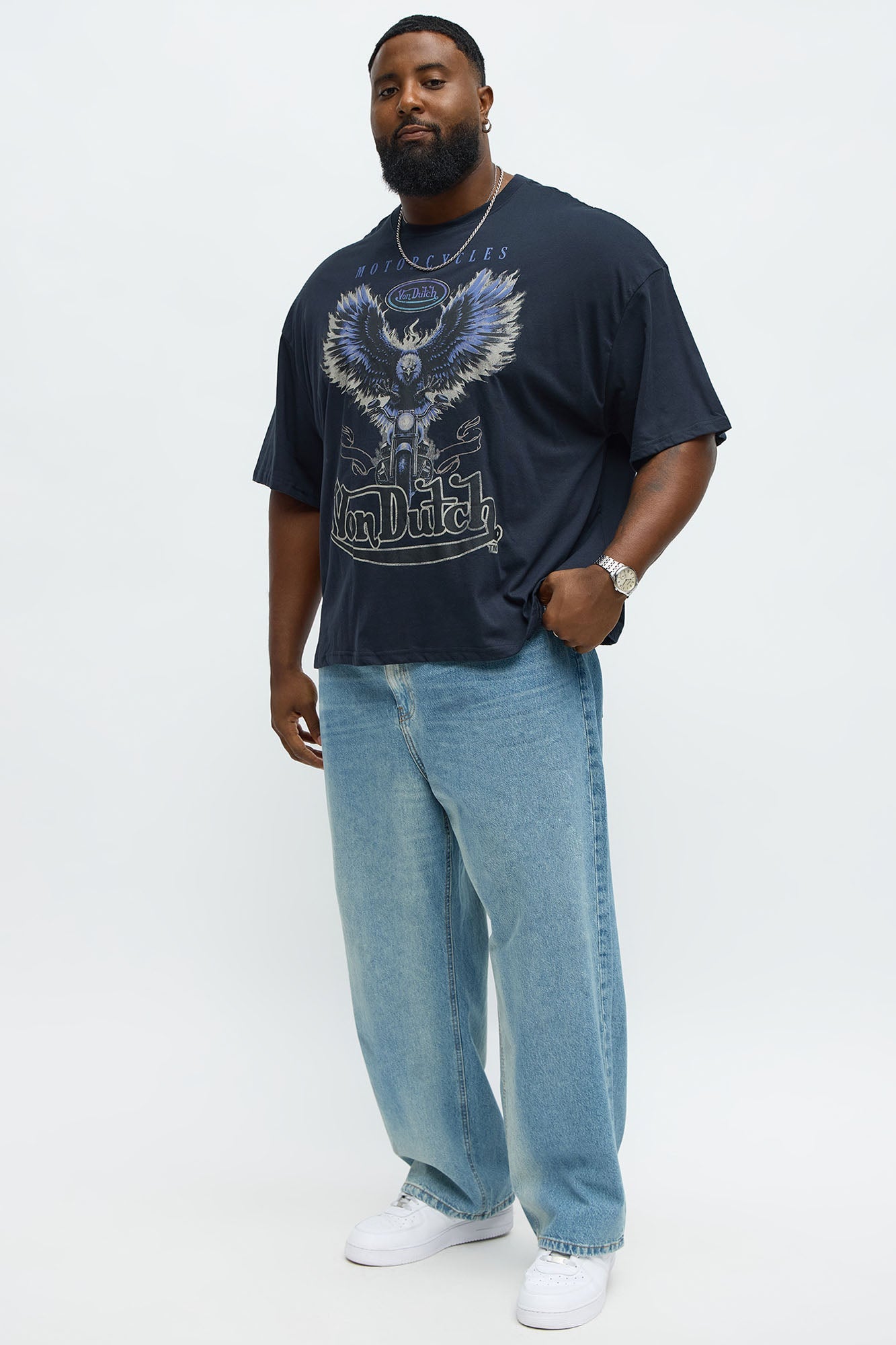 Oversized Von Dutch Dark Wings Tee - Black