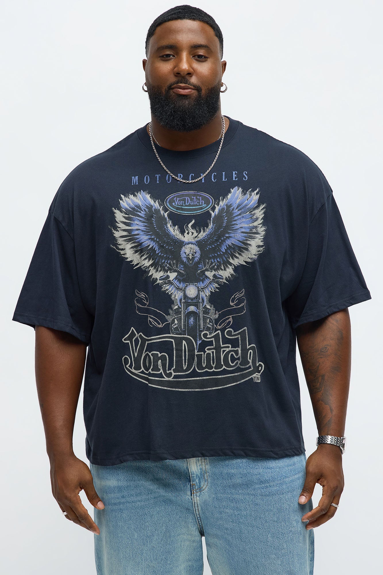 Oversized Von Dutch Dark Wings Tee - Black