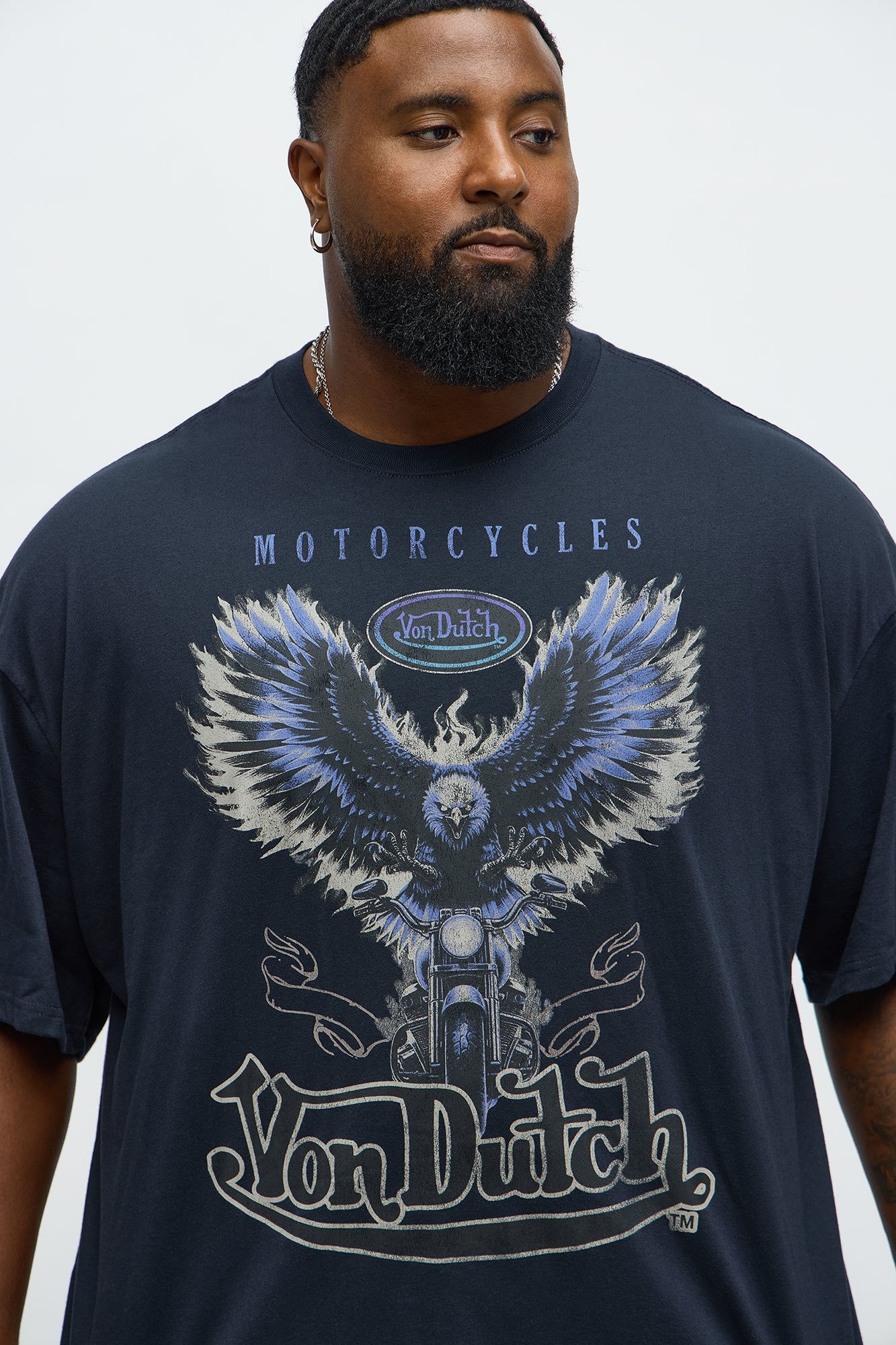 Oversized Von Dutch Dark Wings Tee - Black