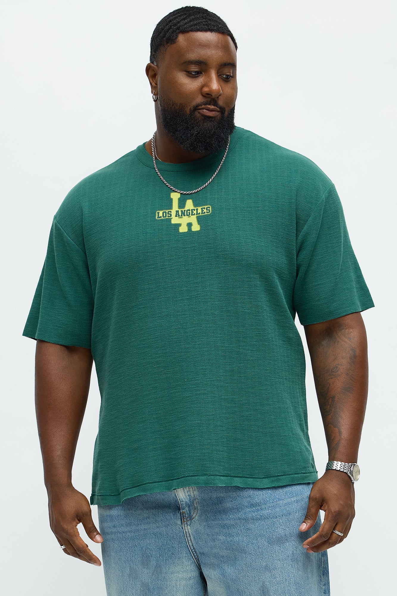 Relaxed LA Spray Paint Tee - Hunter Green
