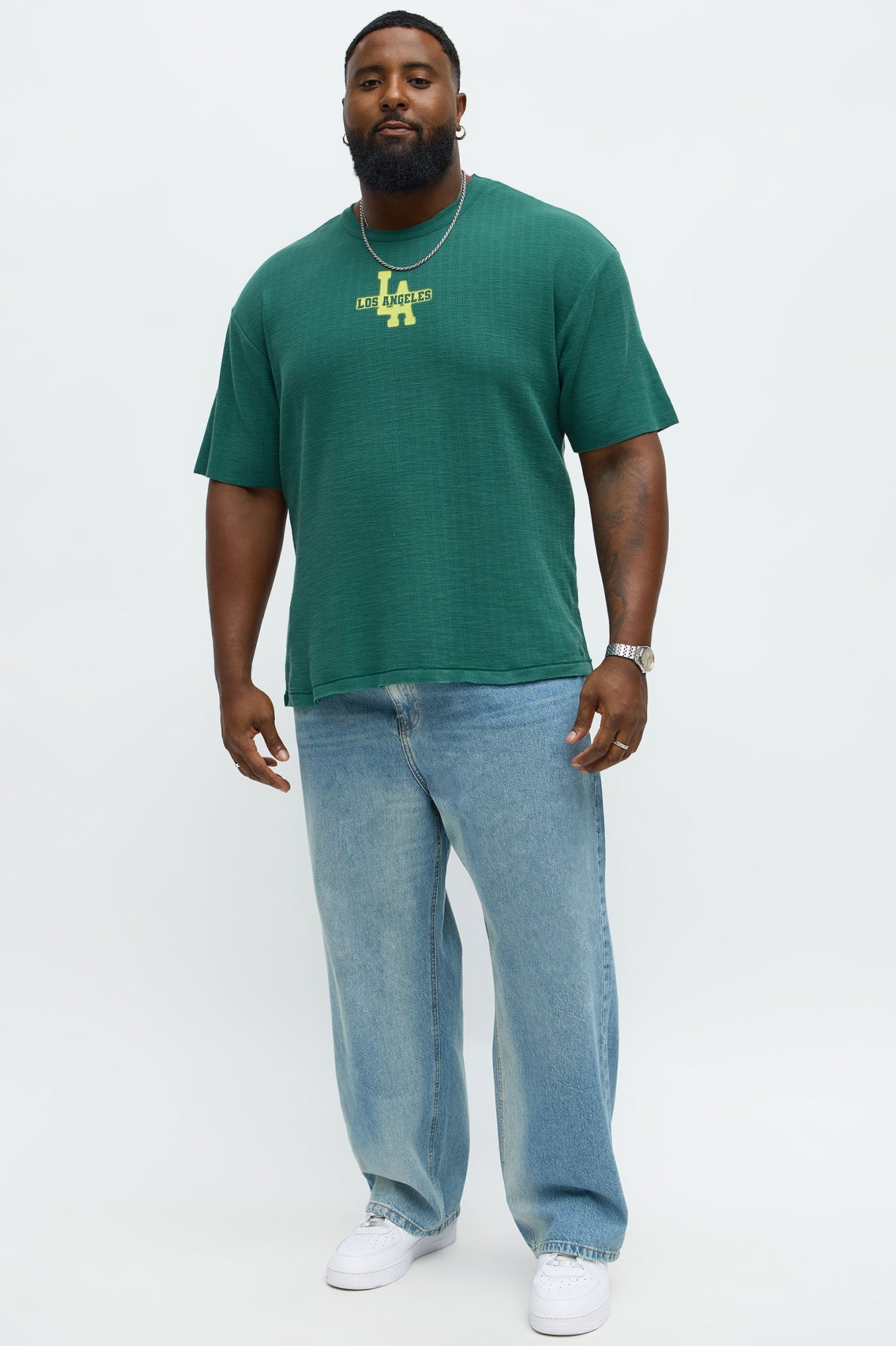 Relaxed LA Spray Paint Tee - Hunter Green