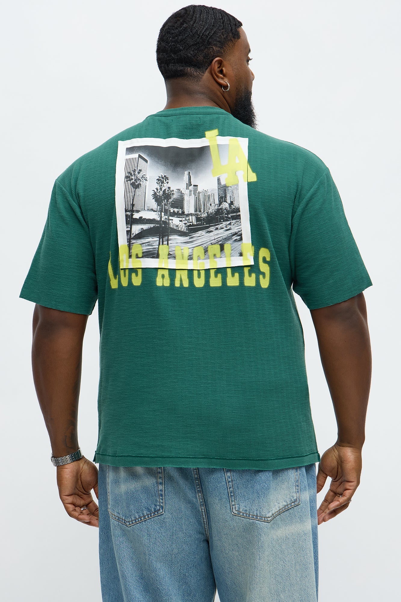 Relaxed LA Spray Paint Tee - Hunter Green