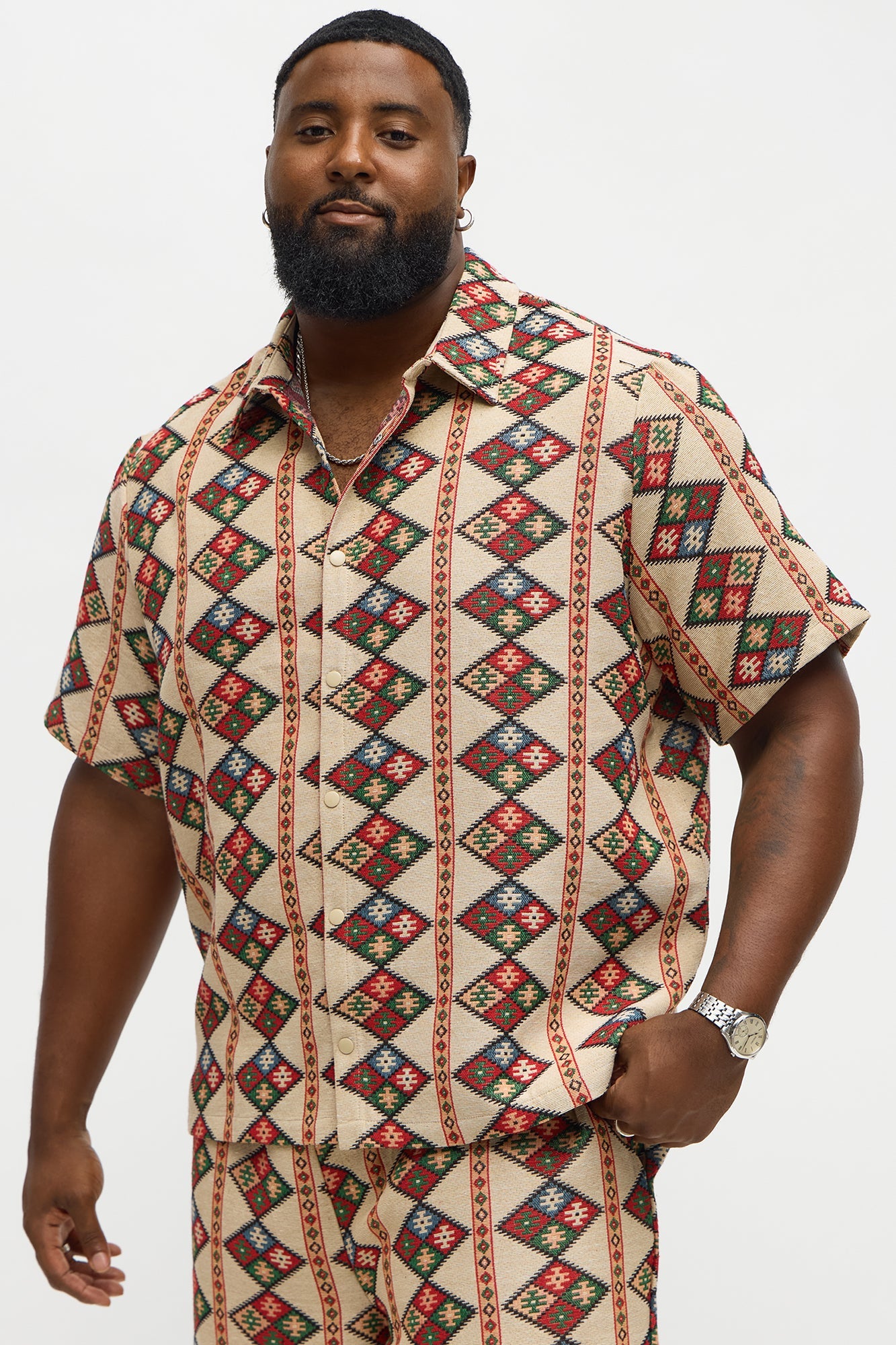 Tribal Tapestry Button Up Shirt - Multi Color