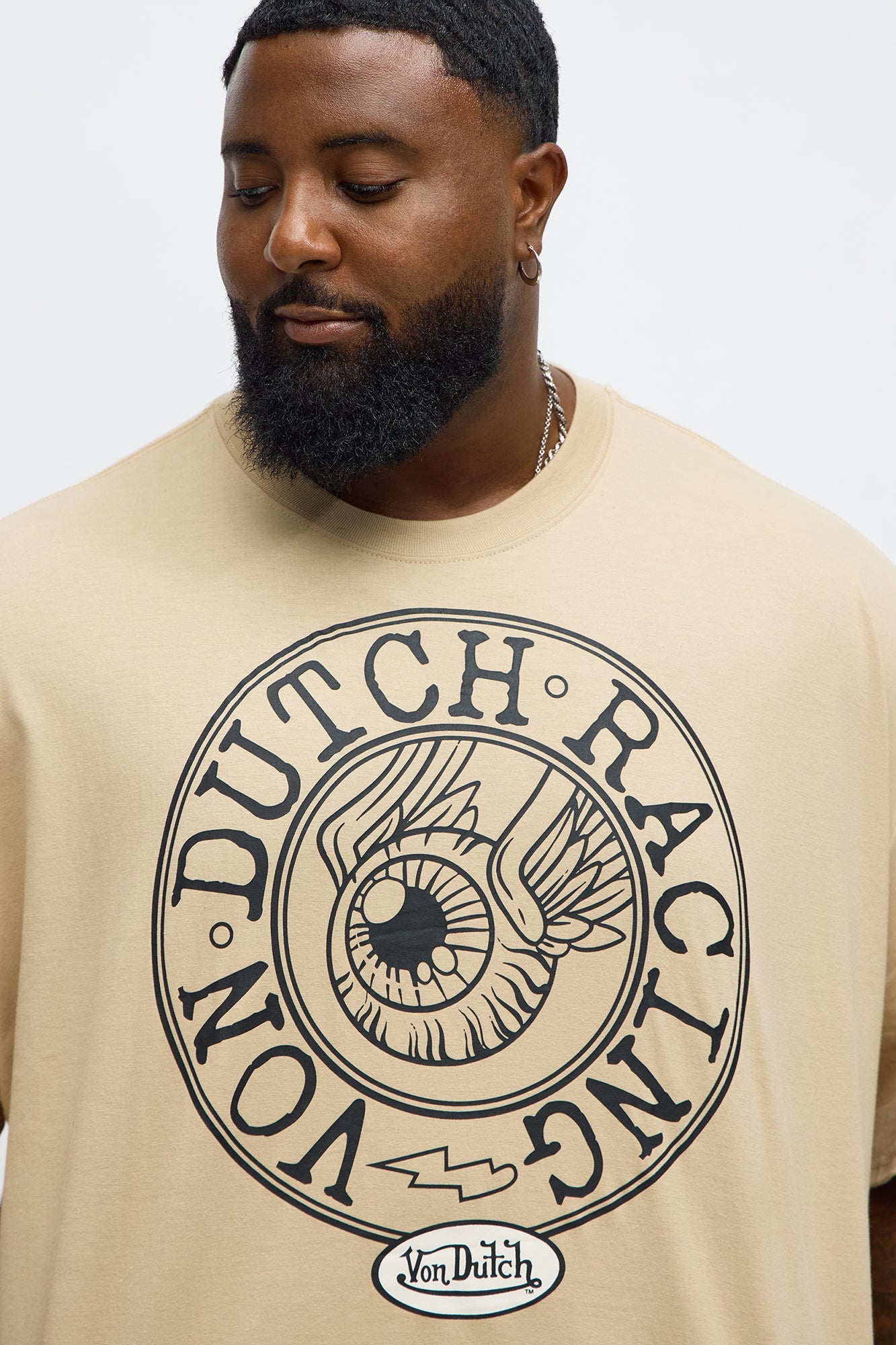 Oversized Cropped Von Dutch Racing Tee - Olive