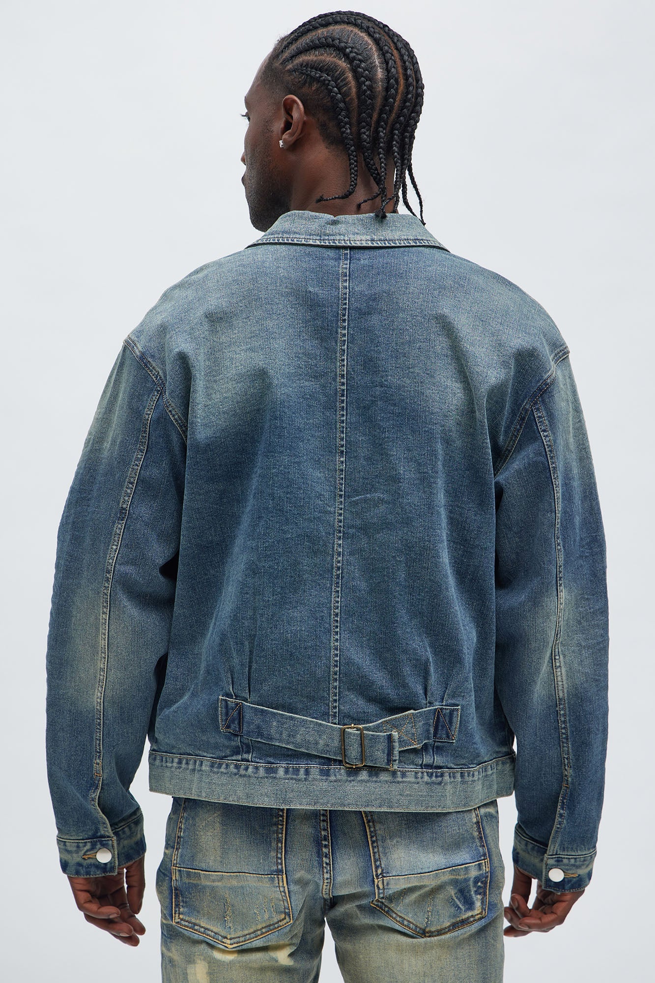 Patrick Pleated Trucker Jacket - Vintage Blue Wash