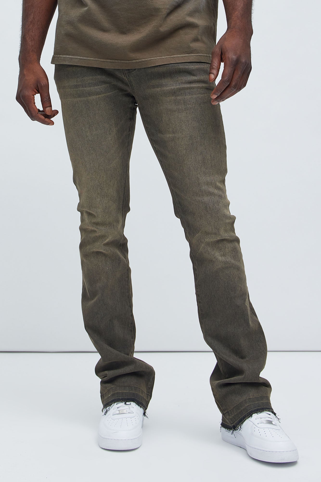 Cornell Stacked Skinny Flare Jeans - Green