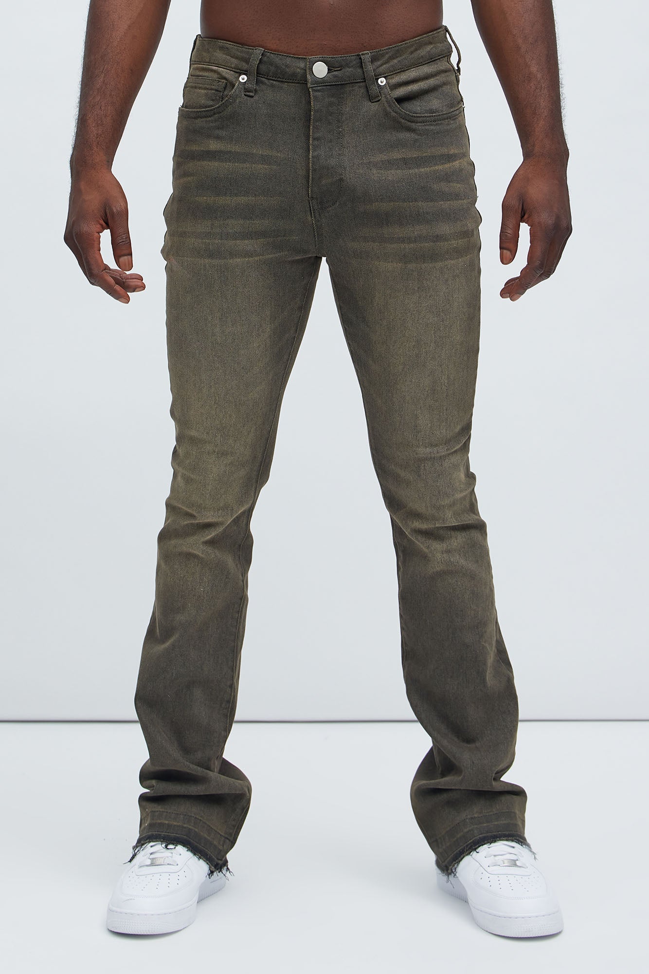 Cornell Stacked Skinny Flare Jeans - Green