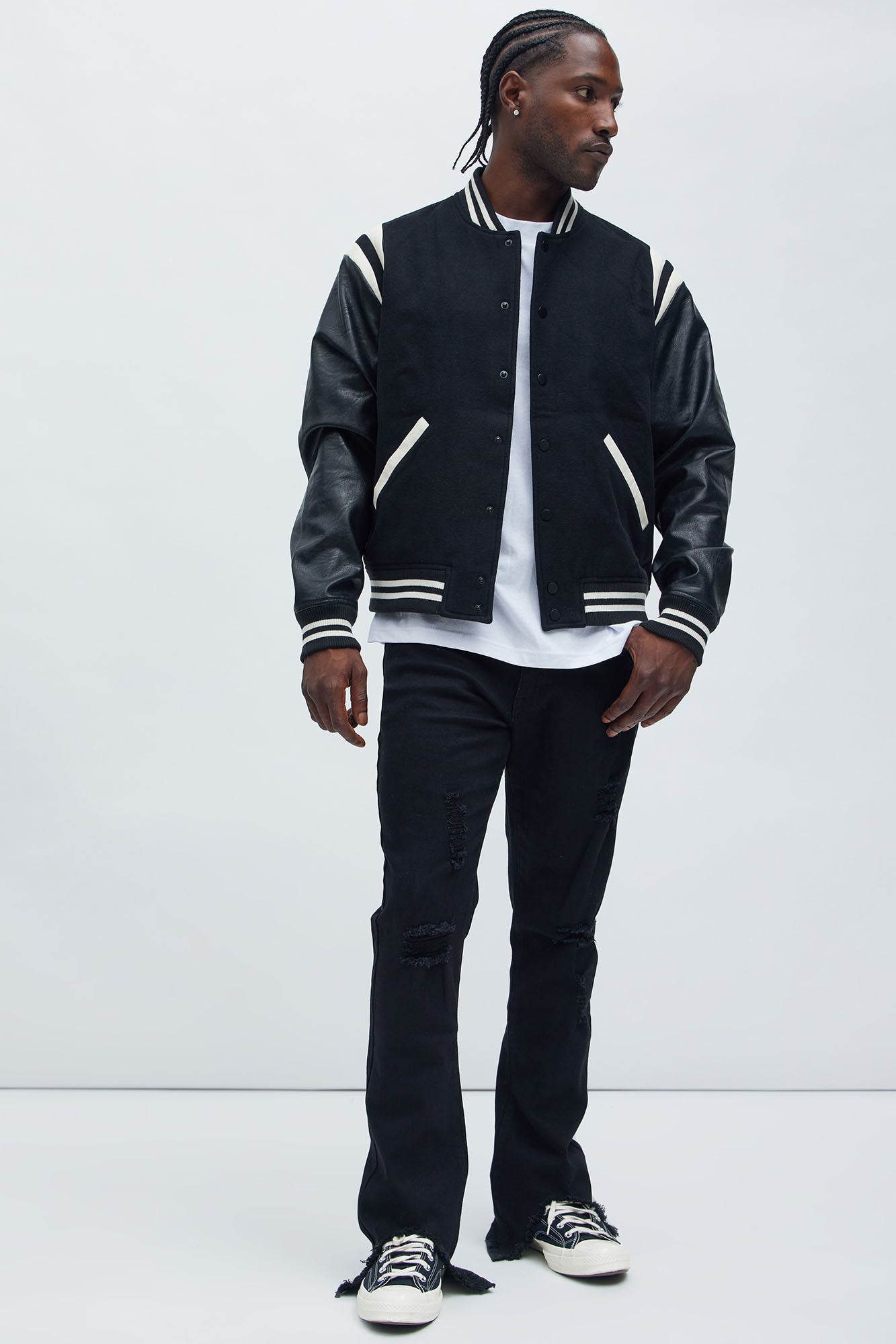 Shoulder Varsity Jacket - Black/combo