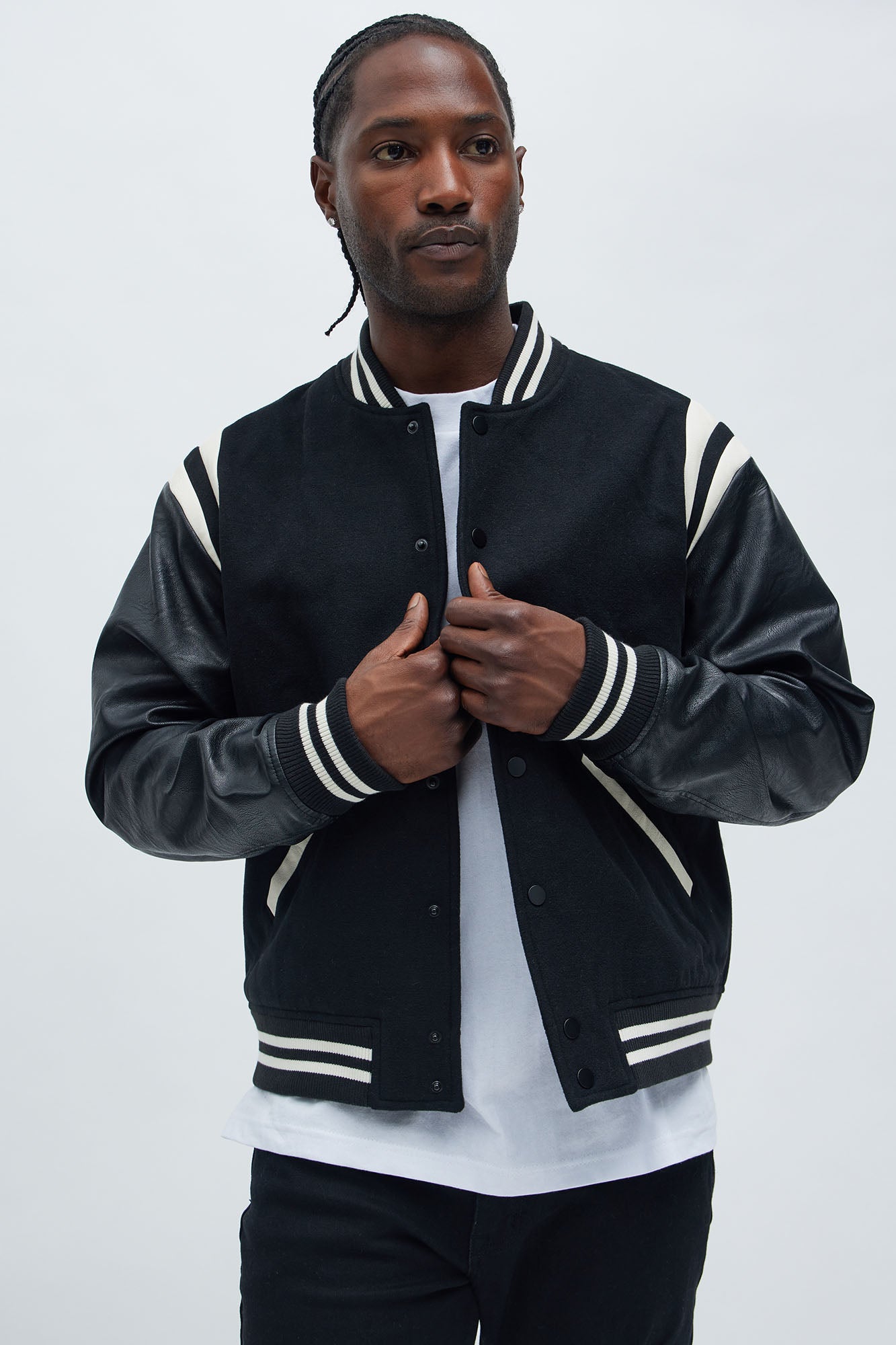 Shoulder Varsity Jacket - Black/combo