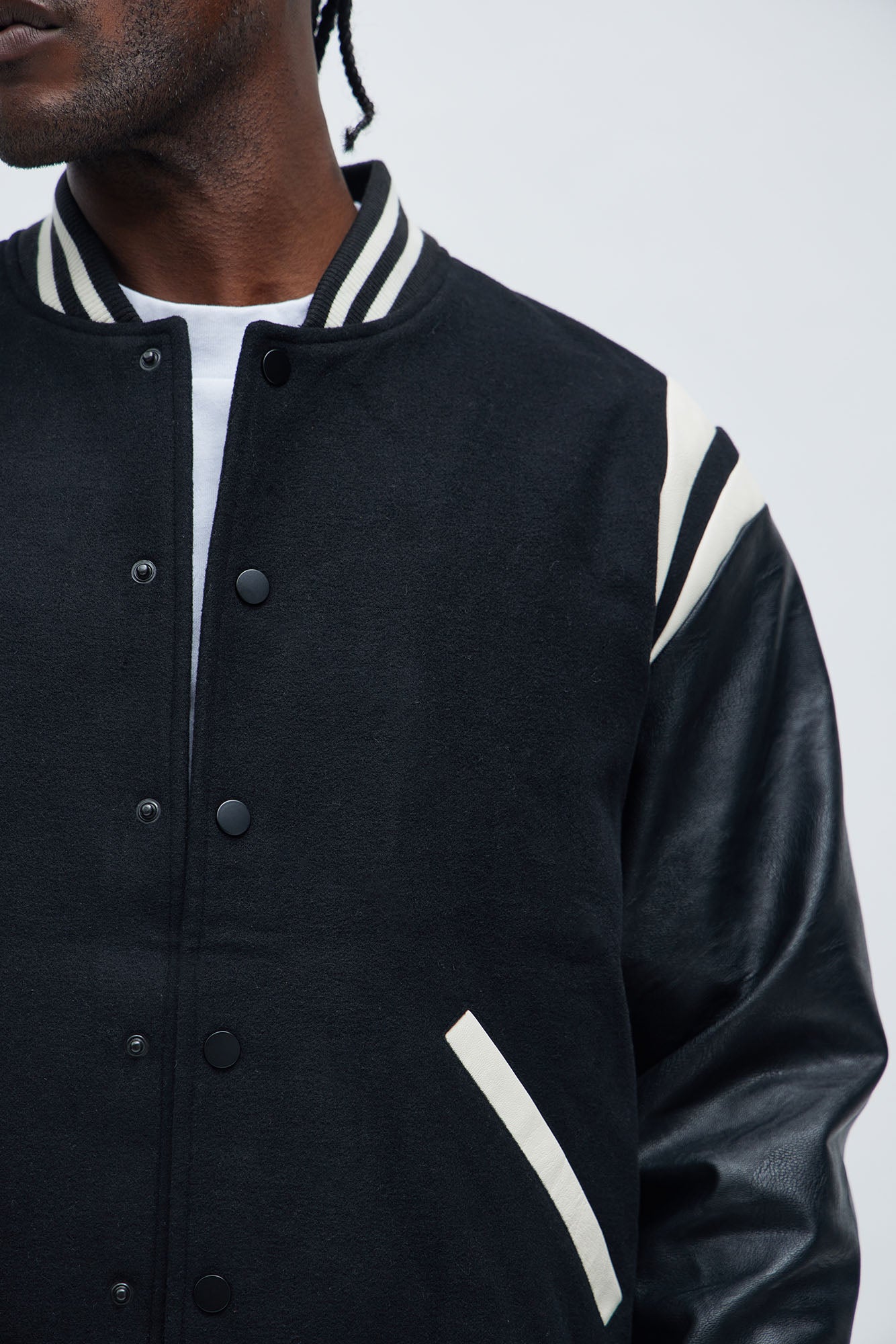 Shoulder Varsity Jacket - Black/combo