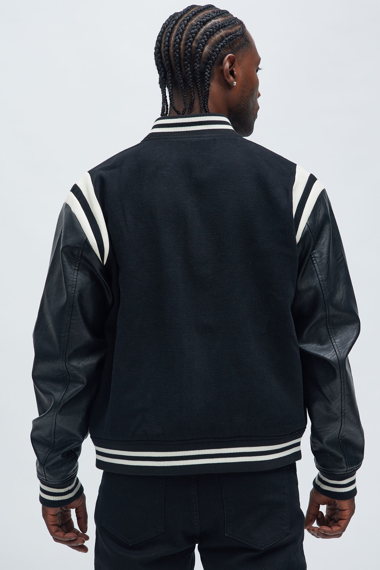 Shoulder Varsity Jacket - Black/combo