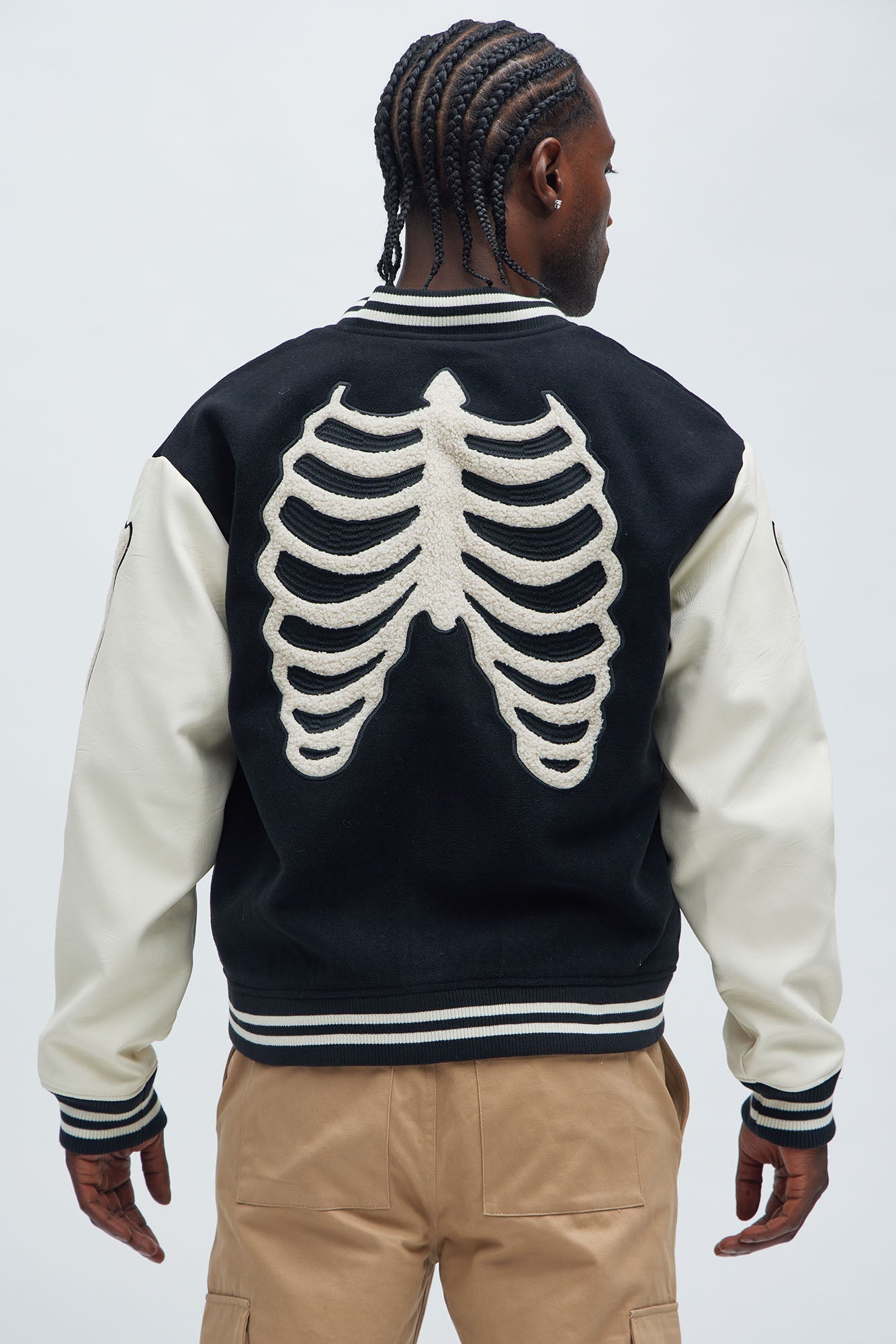 Skeleton Varsity Jacket - Black/White