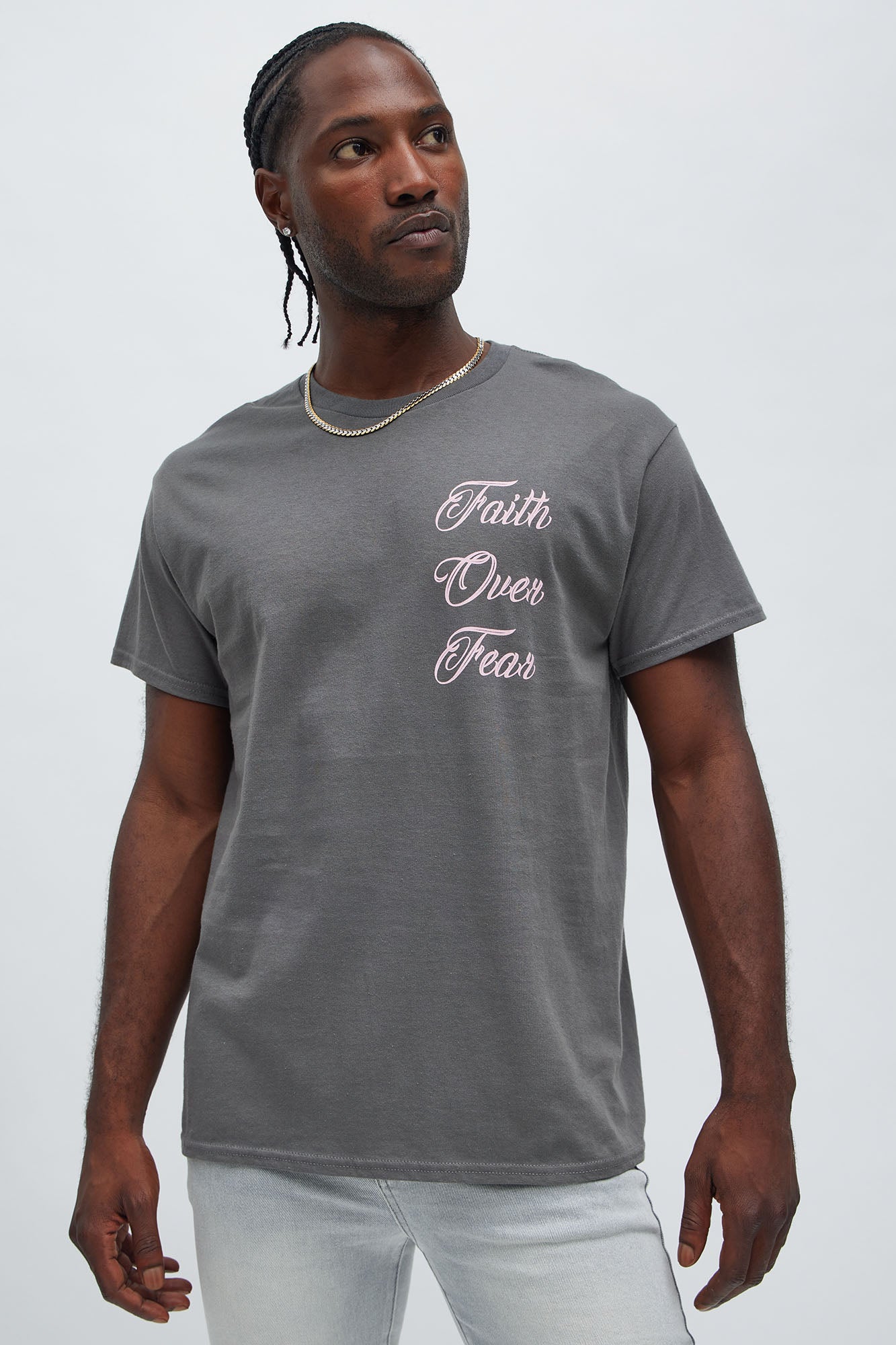Faith Over Fear Short Sleeve Tee - Charcoal