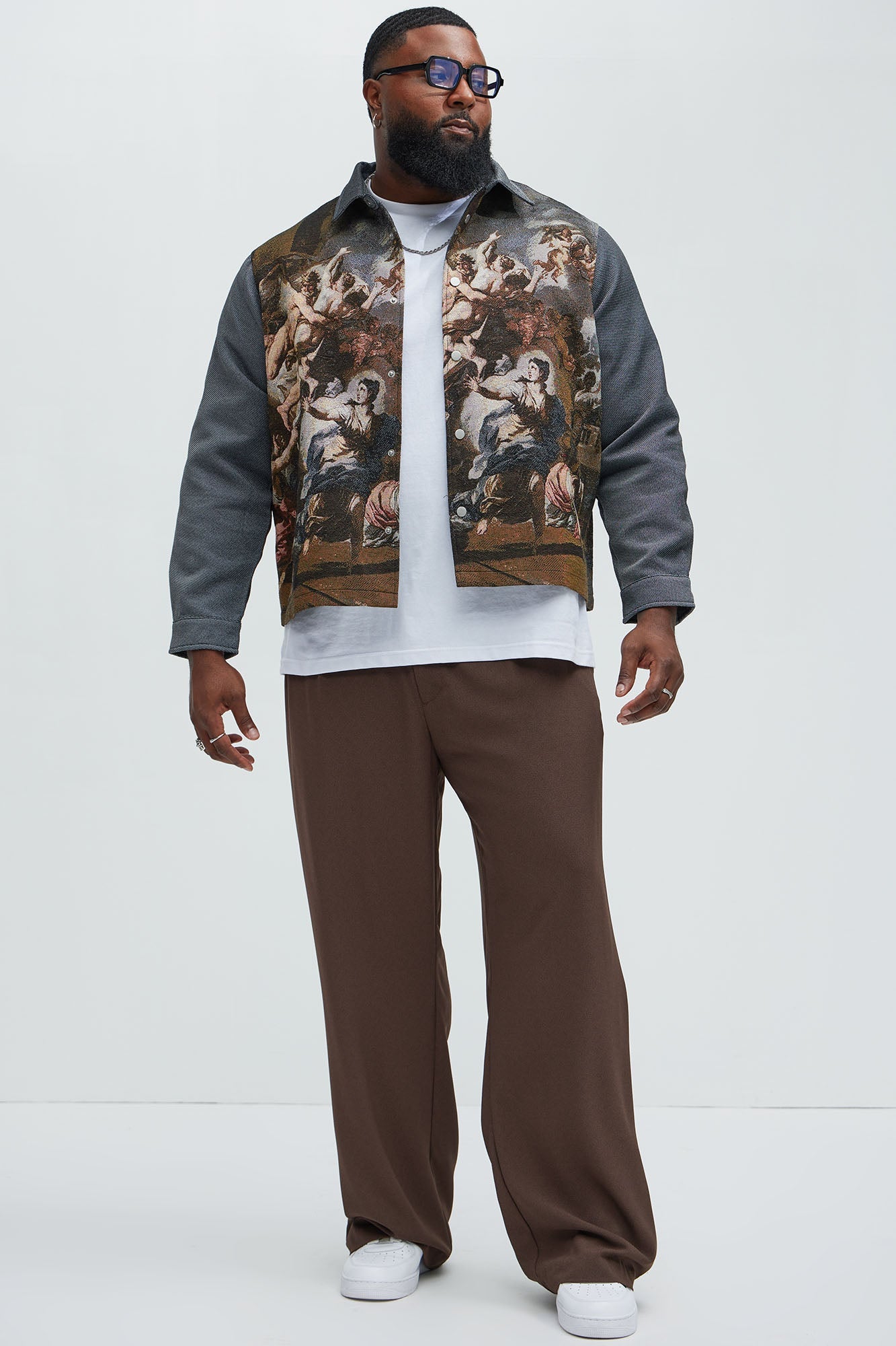 Cassiel Tapestry Cropped Button Up Shirt - Multi Color