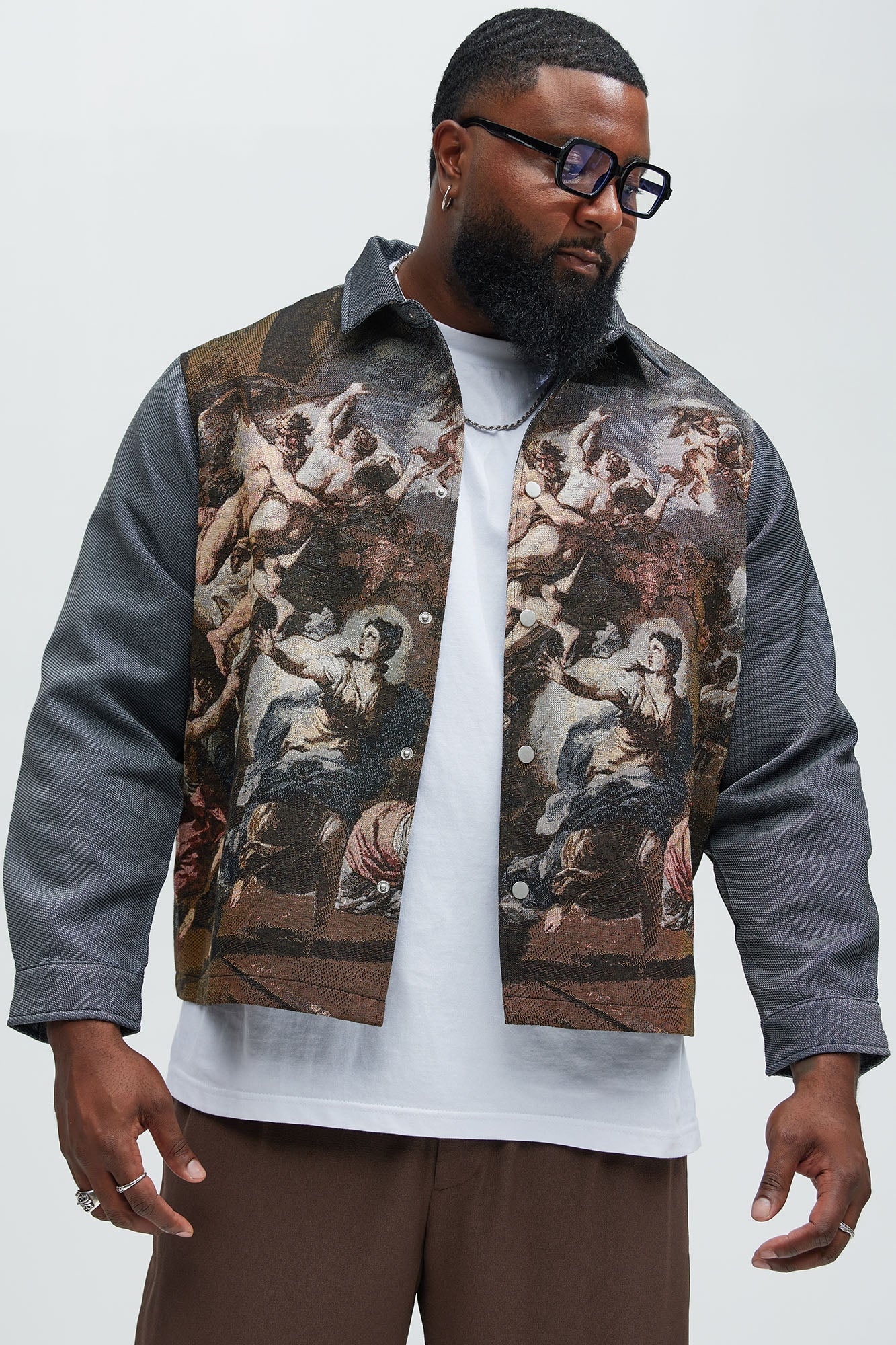 Cassiel Tapestry Cropped Button Up Shirt - Multi Color