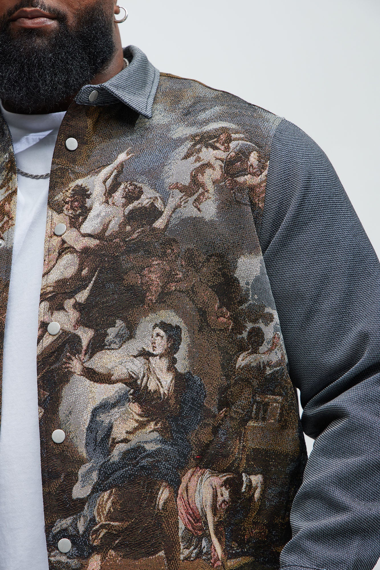 Cassiel Tapestry Cropped Button Up Shirt - Multi Color