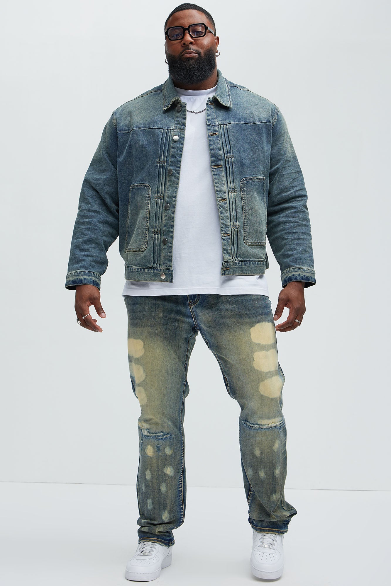 Patrick Pleated Trucker Jacket - Vintage Blue Wash