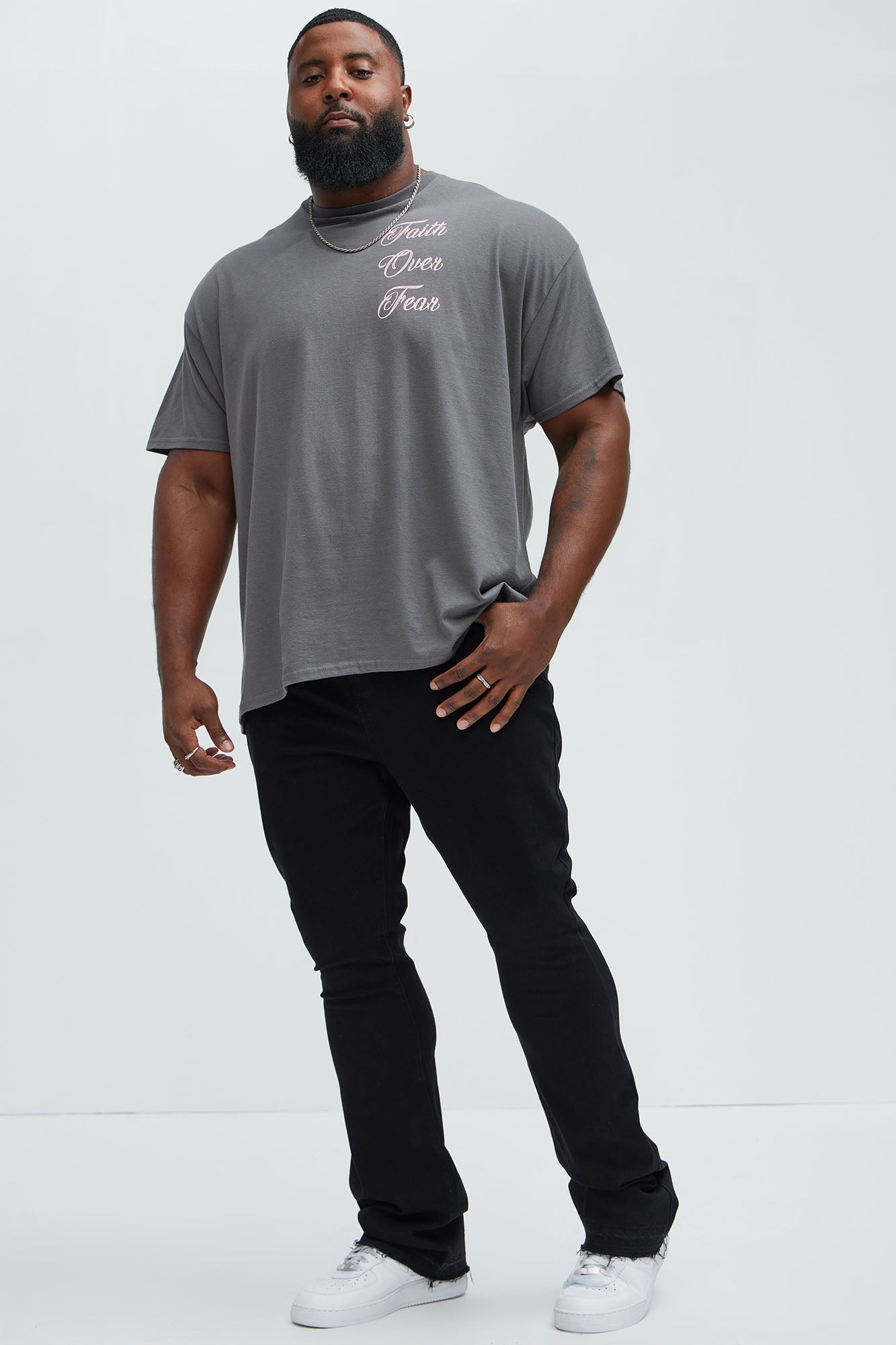 Faith Over Fear Short Sleeve Tee - Charcoal