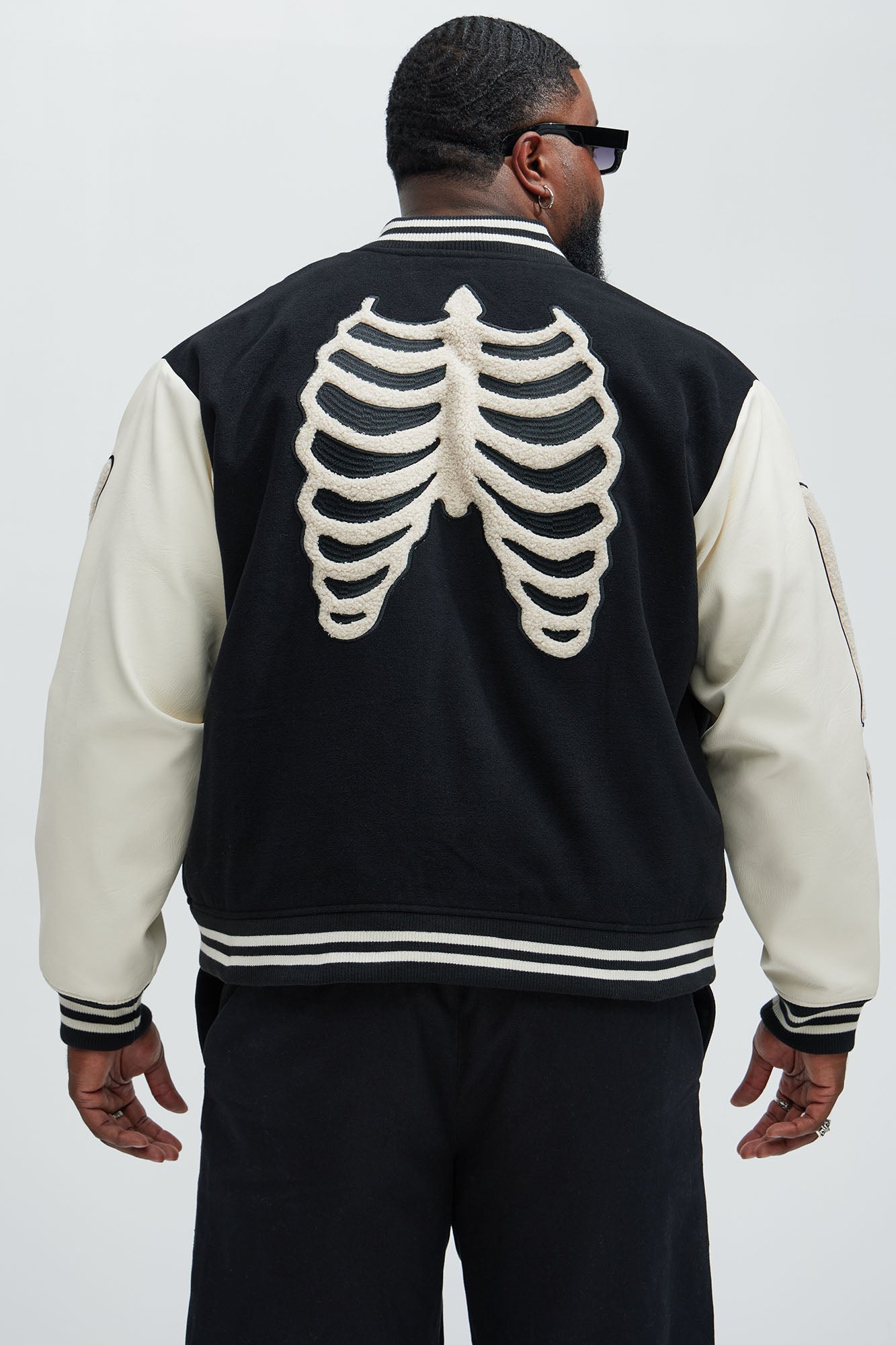 Skeleton Varsity Jacket - Black/White