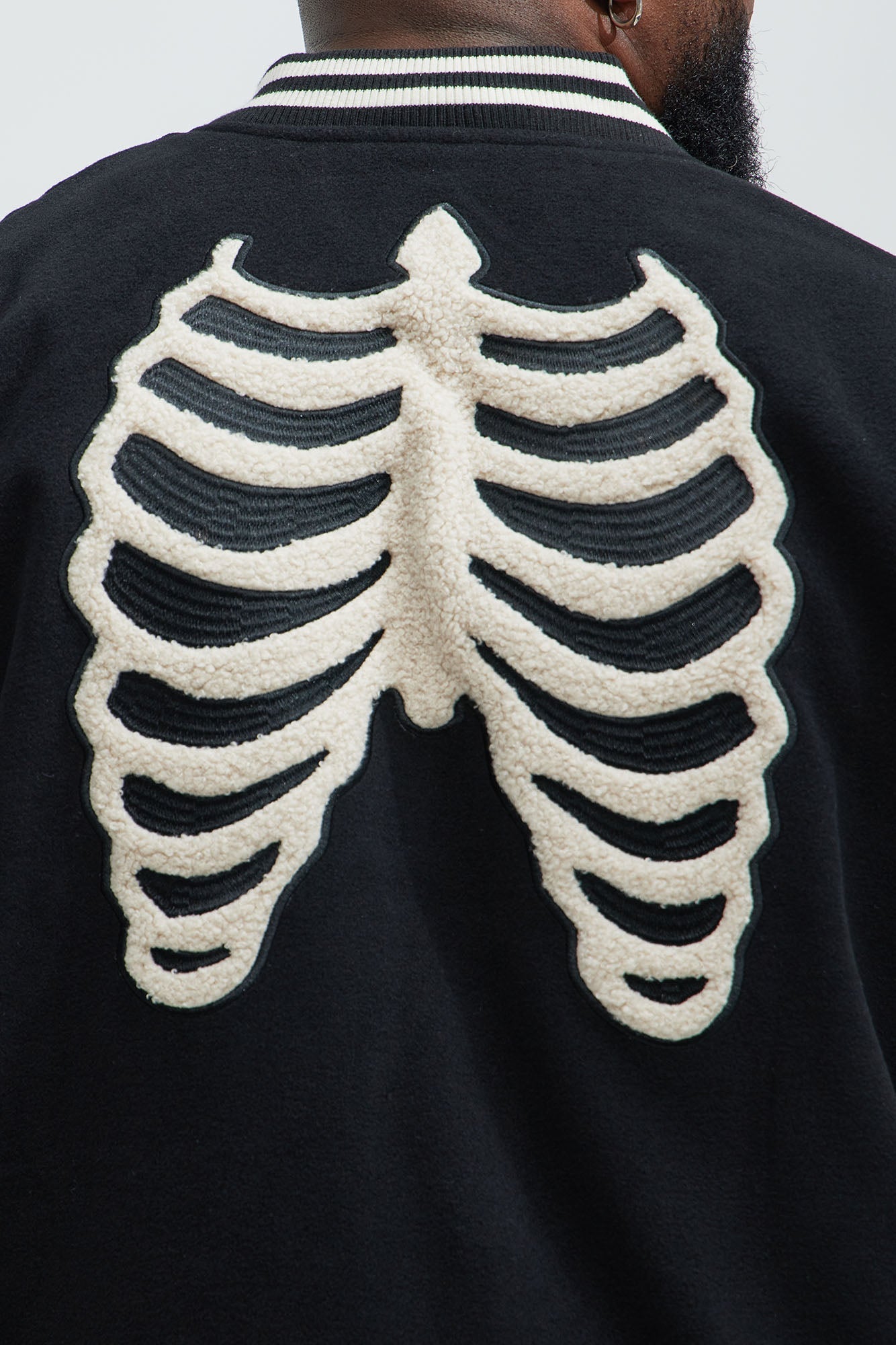 Skeleton Varsity Jacket - Black/White