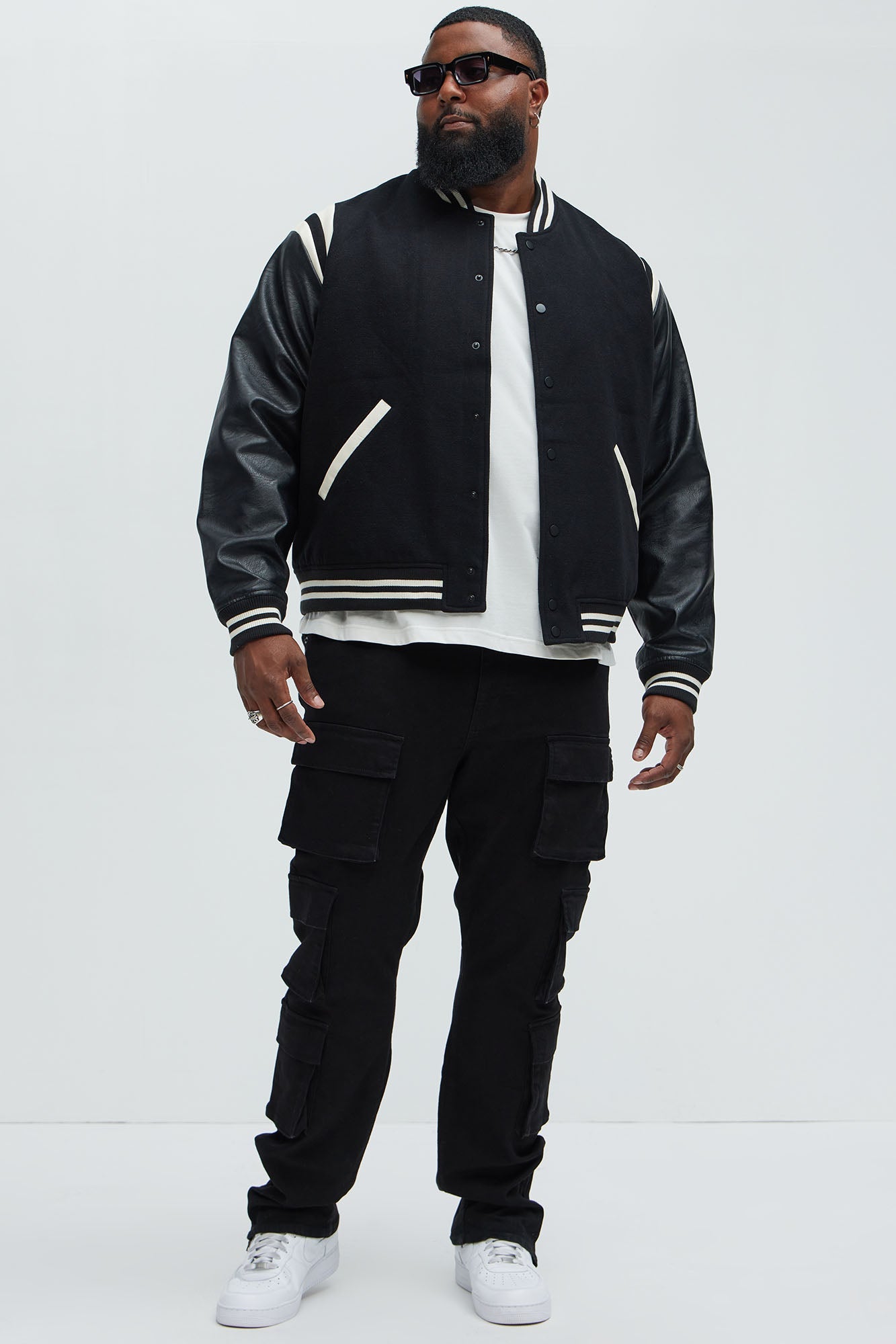 Shoulder Varsity Jacket - Black/combo