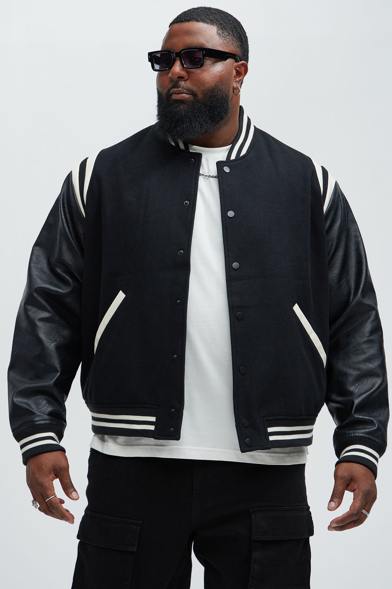 Shoulder Varsity Jacket - Black/combo