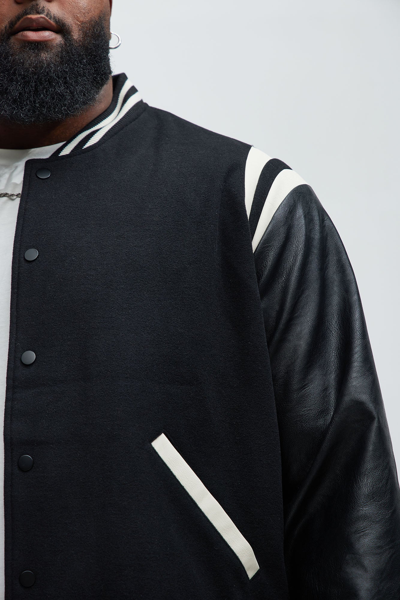 Shoulder Varsity Jacket - Black/combo