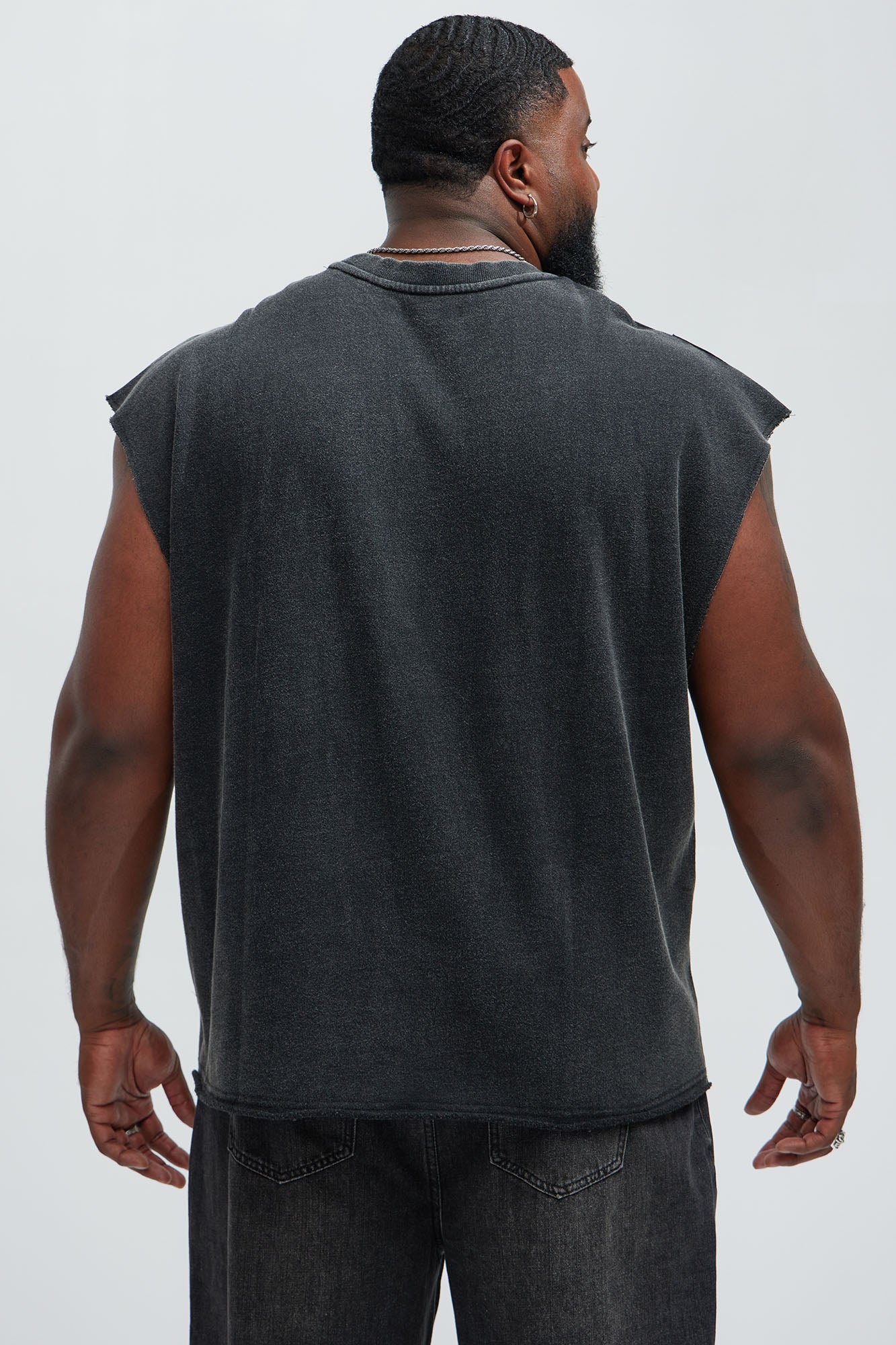 Greaser Paneled Fleece Muscle Tee - Black Wash