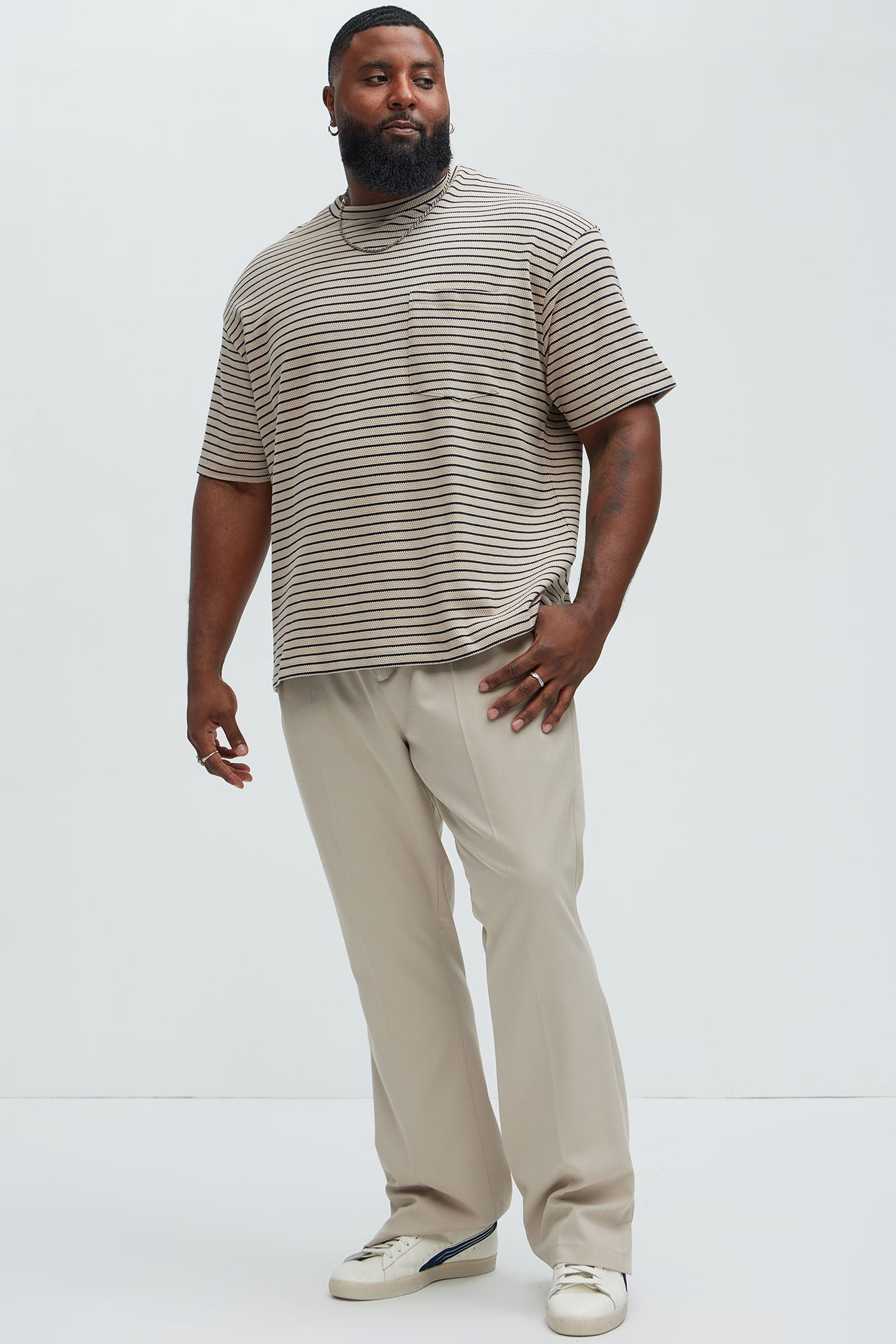 Honeycomb Striped Relaxed Short Sleeve - Cream/combo