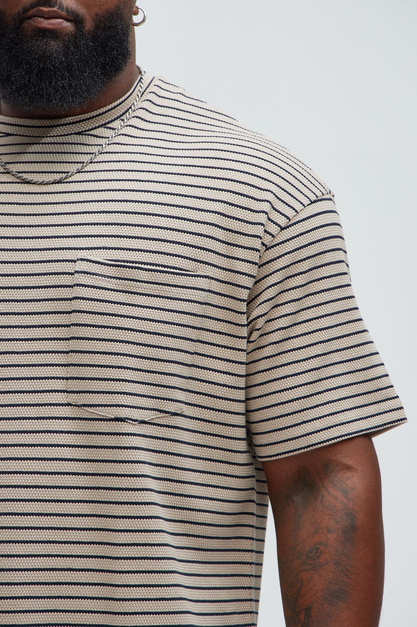 Honeycomb Striped Relaxed Short Sleeve - Cream/combo