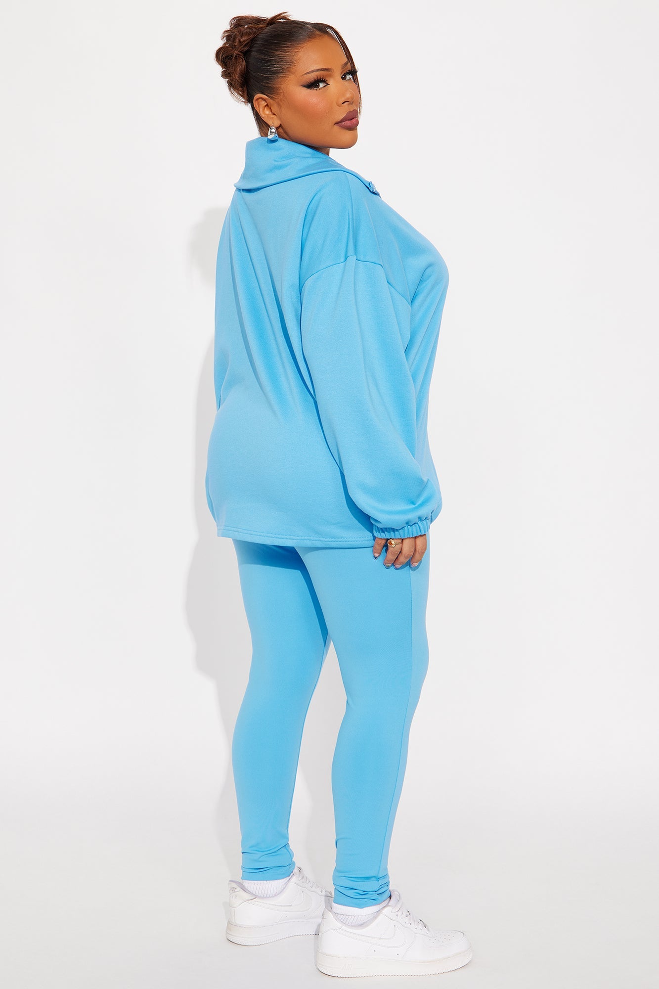 Beverly Quarter Zip Fleece Pant Set - Blue