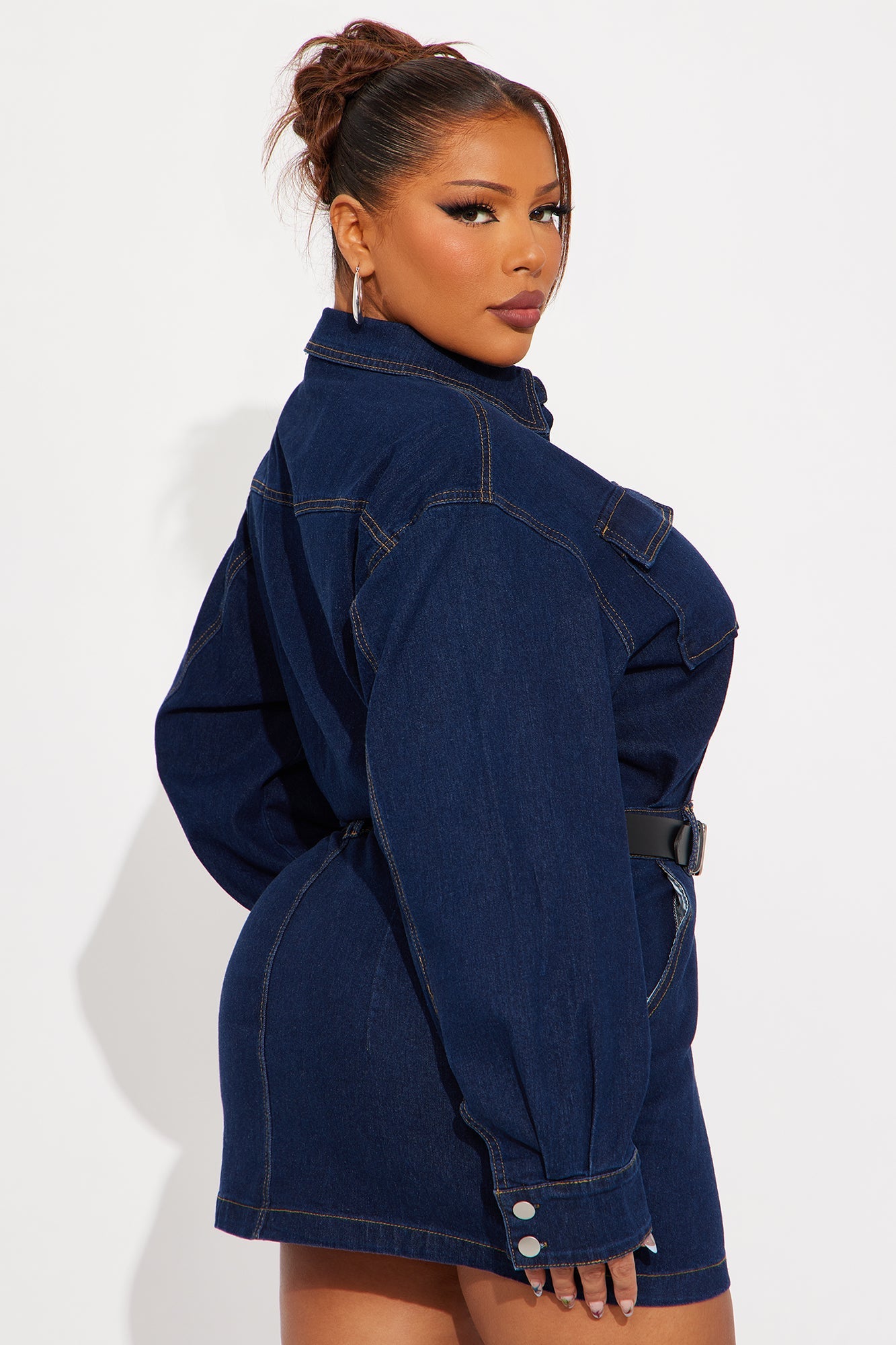 Brooke Belted Denim Mini Dress - Dark Denim