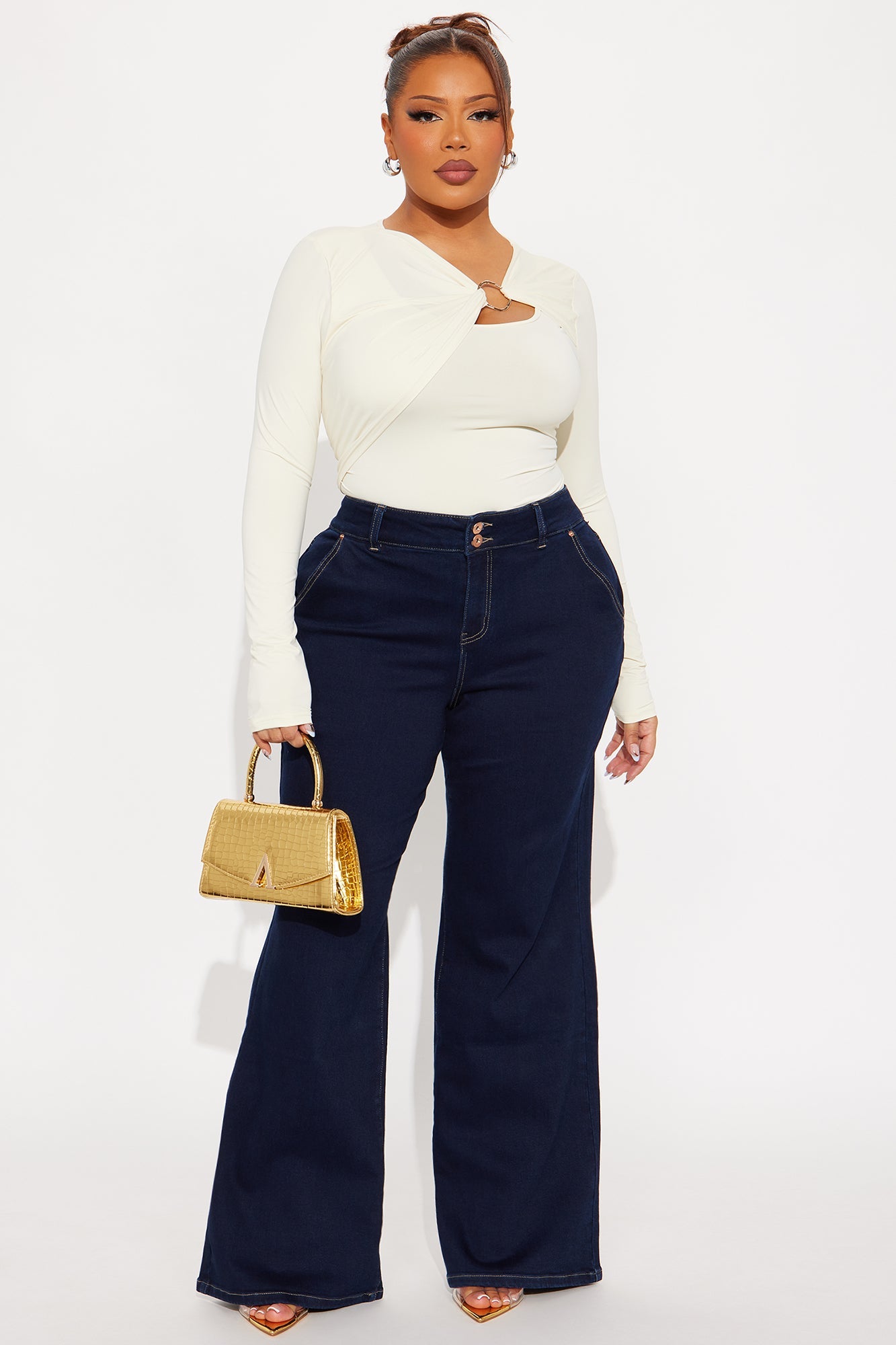 Libra Ruched Long Sleeve Top - Cream