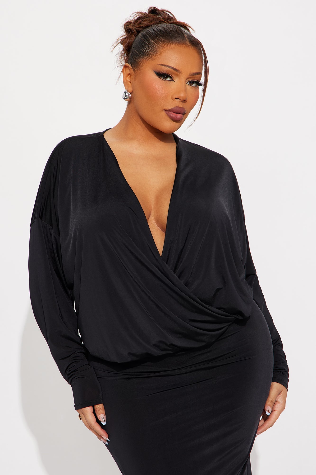 Best At It Long Sleeve Maxi Dress - Black