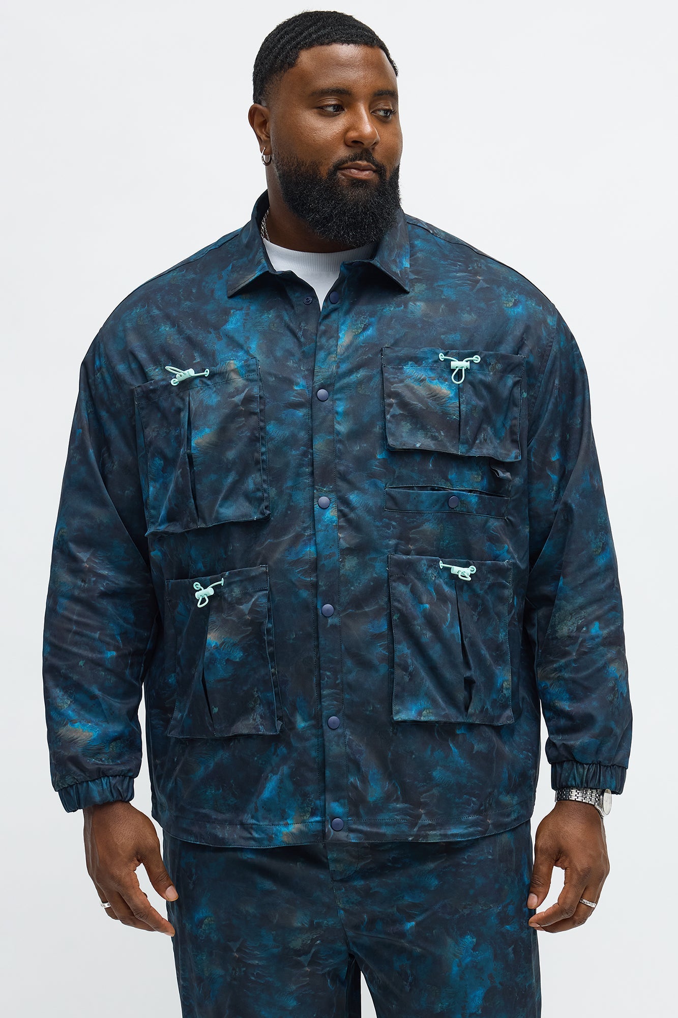 Relaxed Viktor Utility Jacket - Blue/combo
