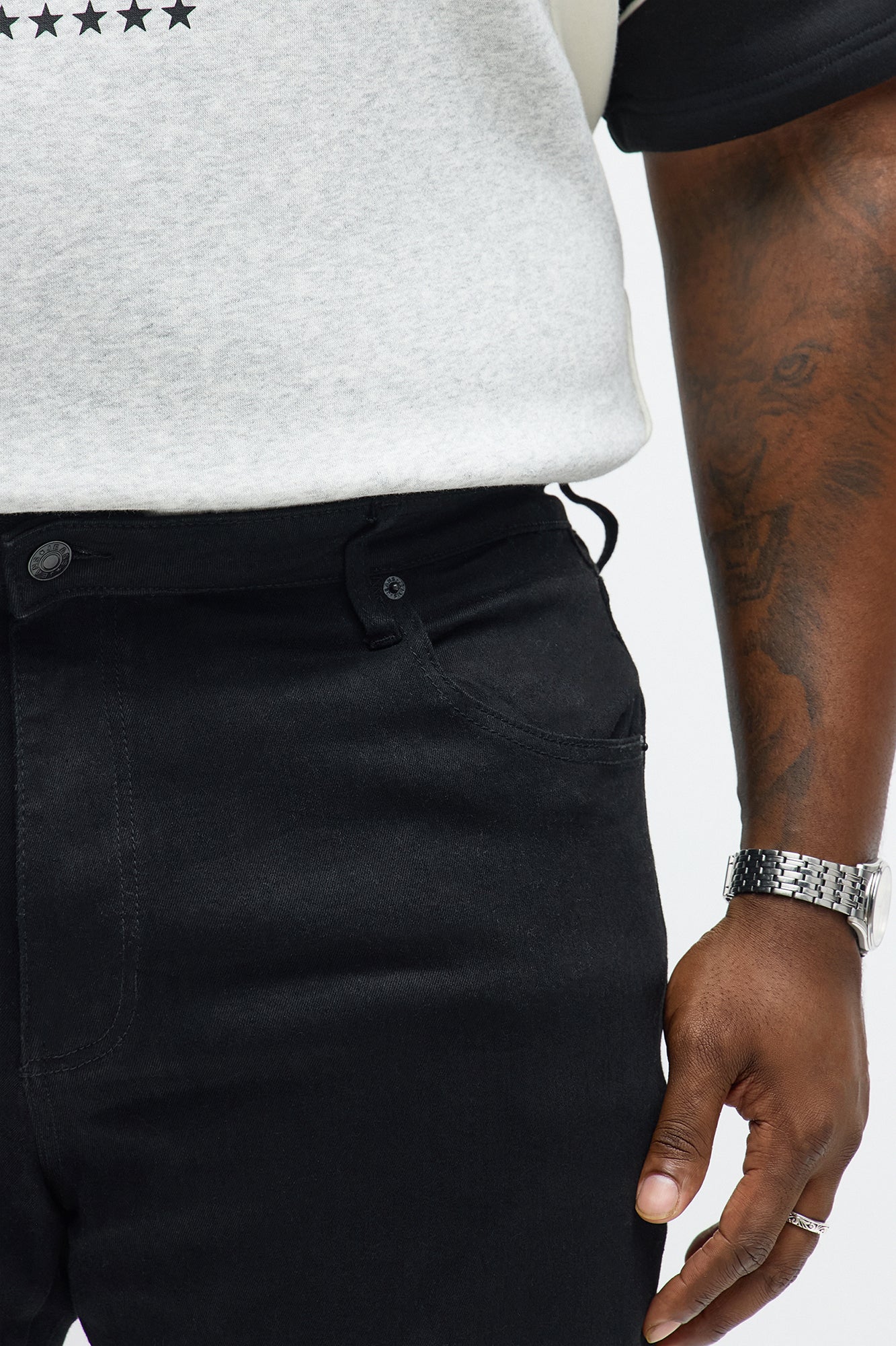 Stacked Skinny Flare Michel Cargo Jean - Black