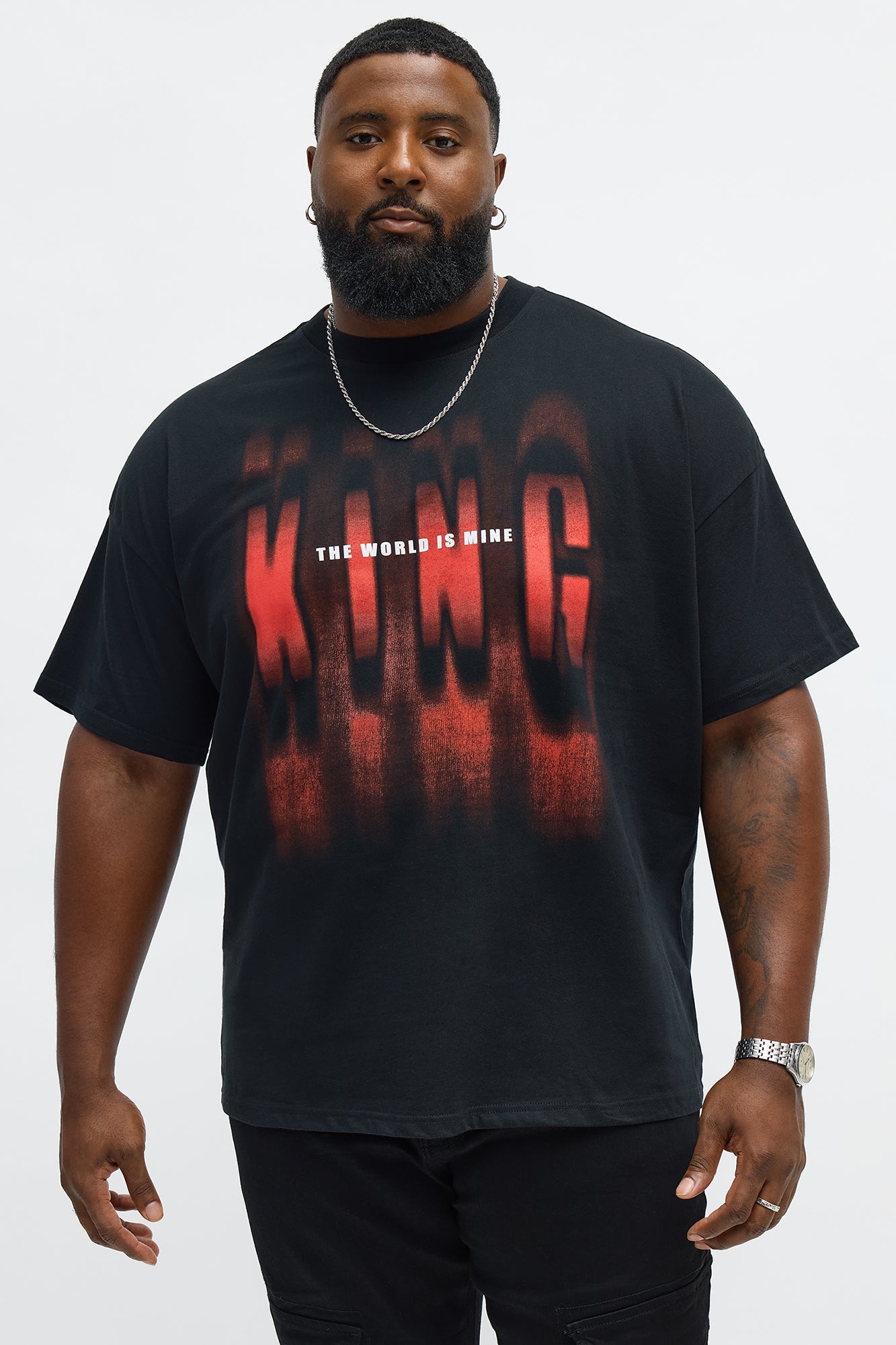 King The World Is Mine Oversized Short Sleeve Tee - Black