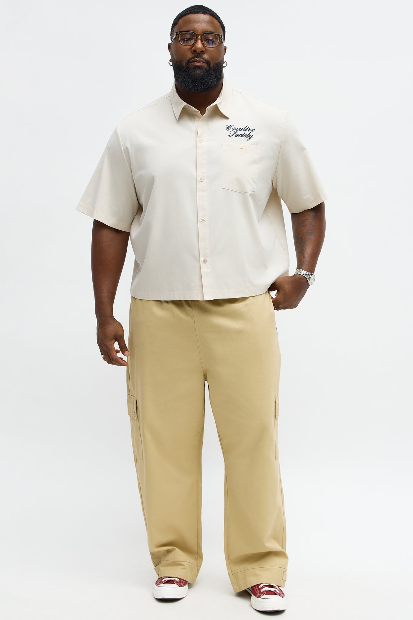 Cropped Society Mechanic Button Up Shirt - Natural